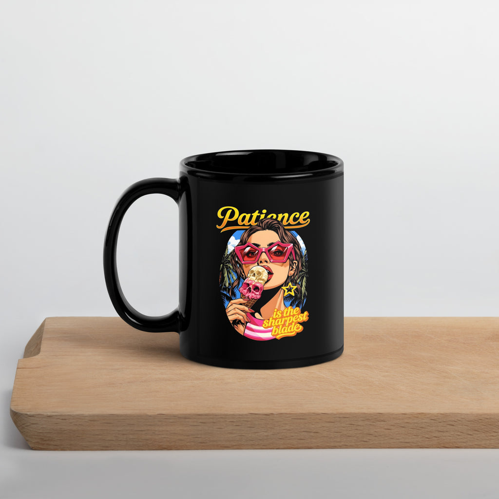 Buy Now Online Patience is the Sharpest Blade Machiavelli Stoicism Quote Black Glossy Coffee Mug – Inspirational Philosophy - PRETIUM VICTORIAE© - https://pretium-victoriae.com
