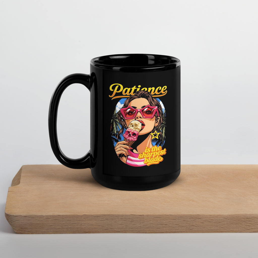 Buy Now Online Patience is the Sharpest Blade Machiavelli Stoicism Quote Black Glossy Coffee Mug – Inspirational Philosophy - PRETIUM VICTORIAE© - https://pretium-victoriae.com