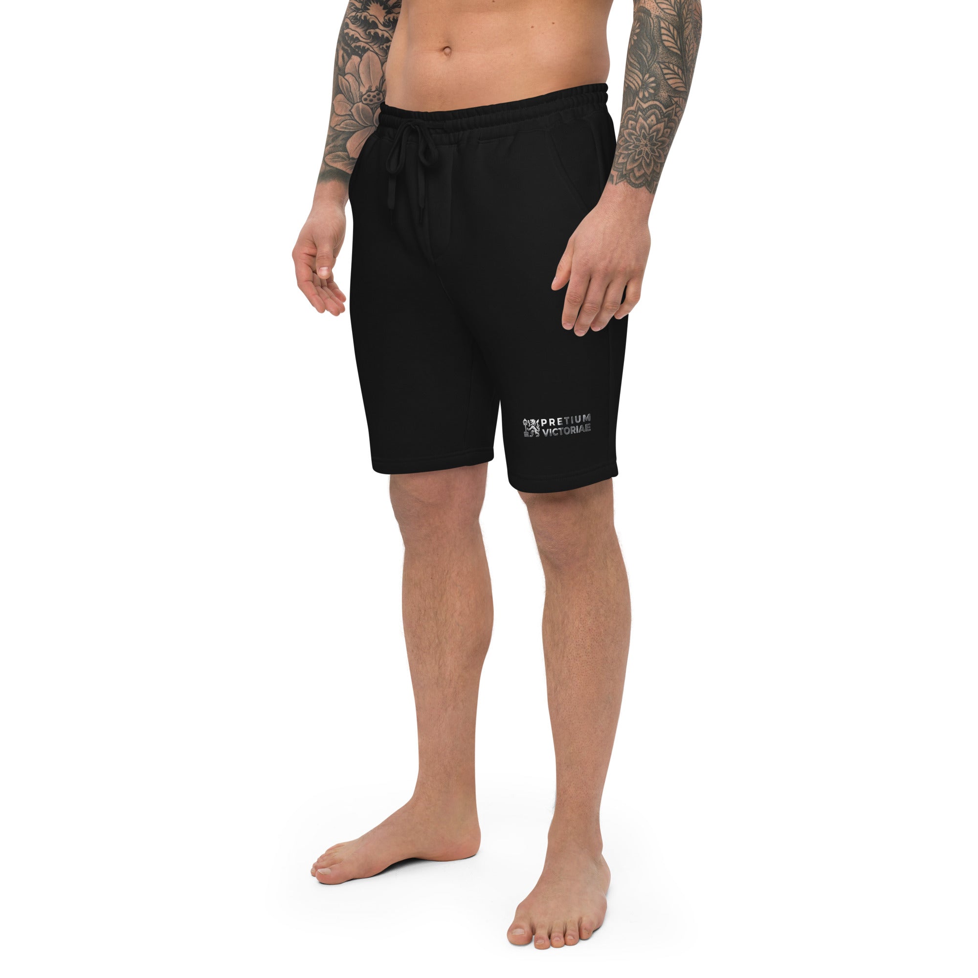 Buy Now Online Pretium Victoriae The Price of Victory Staple Fleece Shorts Chromium Logo Inspirational Stoic Quote Motivational - PRETIUM VICTORIAE© - https://pretium-victoriae.com