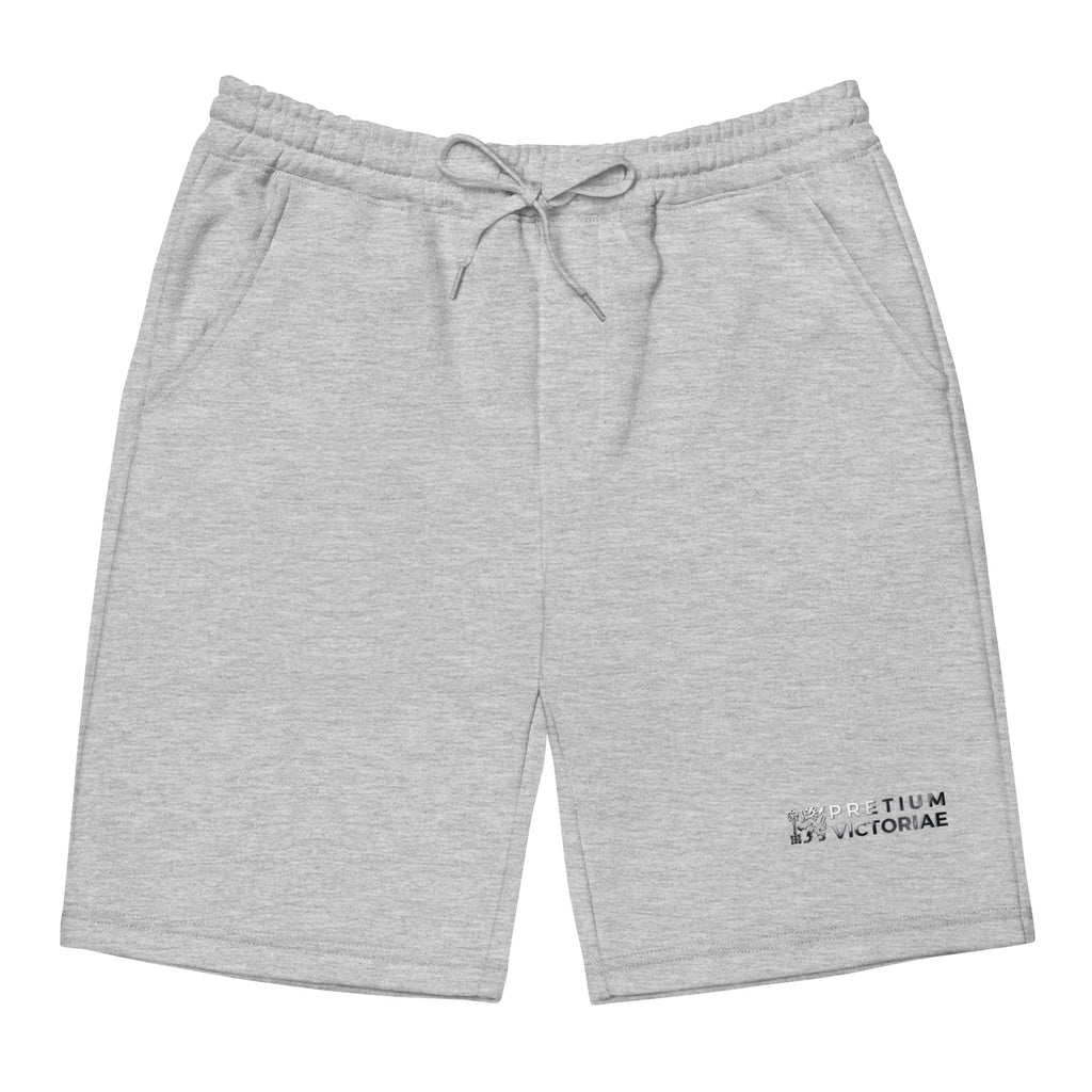 Buy Now Online Pretium Victoriae The Price of Victory Staple Fleece Shorts Chromium Logo Inspirational Stoic Quote Motivational - PRETIUM VICTORIAE© - https://pretium-victoriae.com