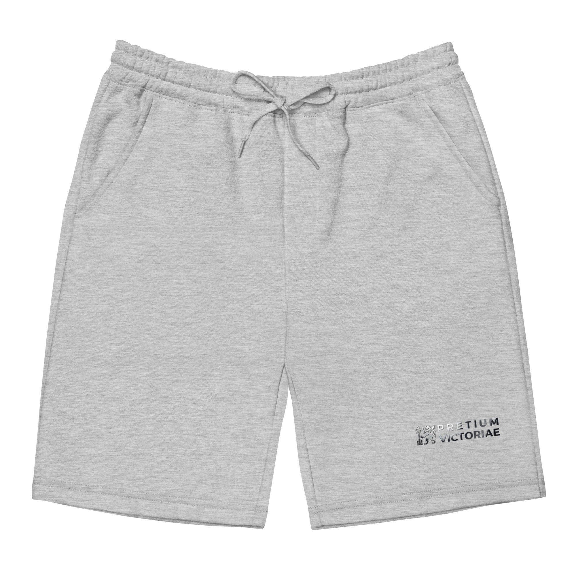Buy Now Online Pretium Victoriae The Price of Victory Staple Fleece Shorts Chromium Logo Inspirational Stoic Quote Motivational - PRETIUM VICTORIAE© - https://pretium-victoriae.com