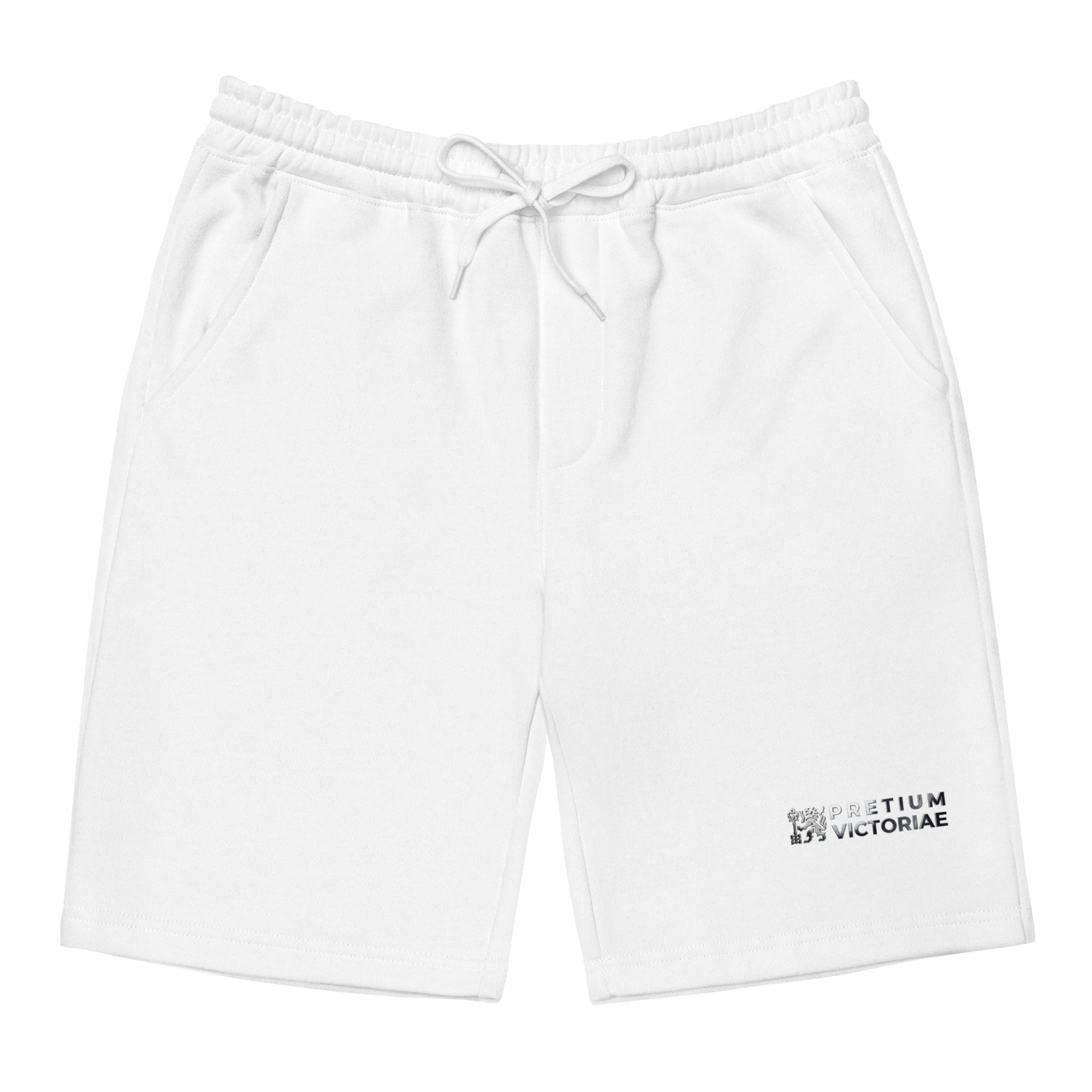 Buy Now Online Pretium Victoriae The Price of Victory Staple Fleece Shorts Chromium Logo Inspirational Stoic Quote Motivational - PRETIUM VICTORIAE© - https://pretium-victoriae.com