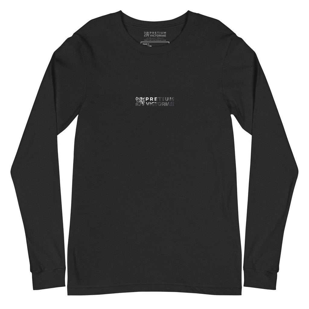 Buy Now Online Pretium Victoriae The Price of Victory Staple Long Sleeve Tshirt Chromium Logo Inspirational Stoic Quote Motivational - PRETIUM VICTORIAE© - https://pretium-victoriae.com