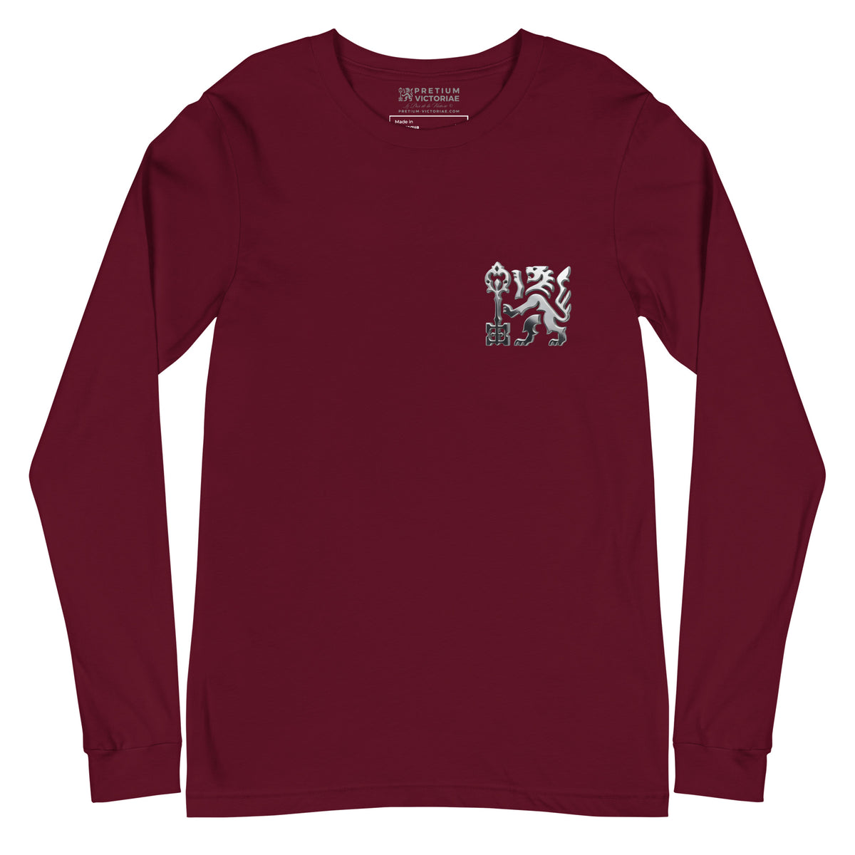 Buy Now Online Pretium Victoriae Chromium Lion Tshirt The Price of Victory Staple Unisex Long Sleeve Tee Inspirational Stoic Quote Motivational - PRETIUM VICTORIAE© - https://pretium-victoriae.com
