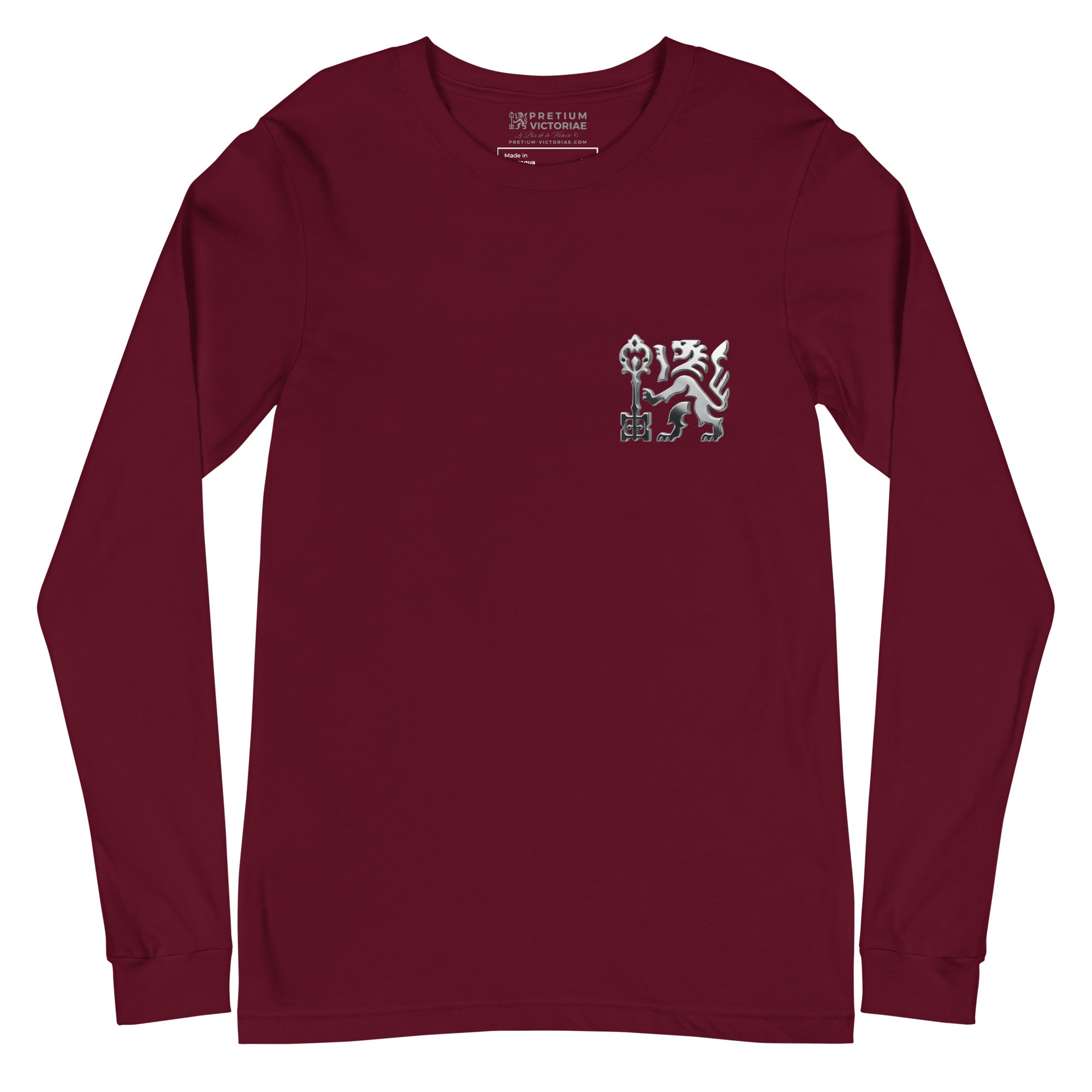 Buy Now Online Pretium Victoriae Chromium Lion Tshirt The Price of Victory Staple Unisex Long Sleeve Tee Inspirational Stoic Quote Motivational - PRETIUM VICTORIAE© - https://pretium-victoriae.com