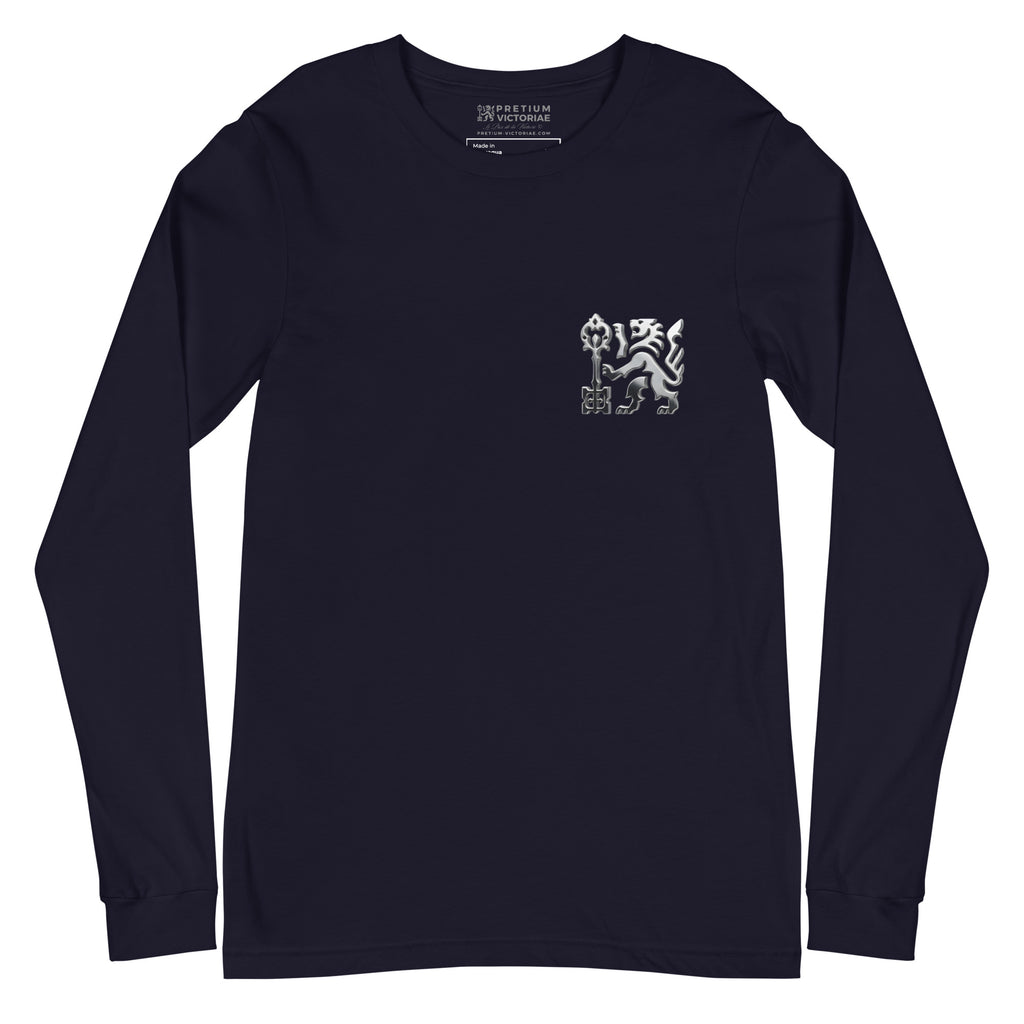 Buy Now Online Pretium Victoriae Chromium Lion Tshirt The Price of Victory Staple Unisex Long Sleeve Tee Inspirational Stoic Quote Motivational - PRETIUM VICTORIAE© - https://pretium-victoriae.com