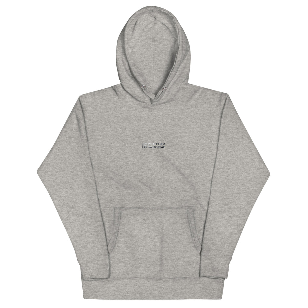 Buy Now Online Pretium Victoriae The Price of Victory Staple Unisex Hoodie Chromium Logo Inspirational Stoic Quote Motivational - PRETIUM VICTORIAE© - https://pretium-victoriae.com