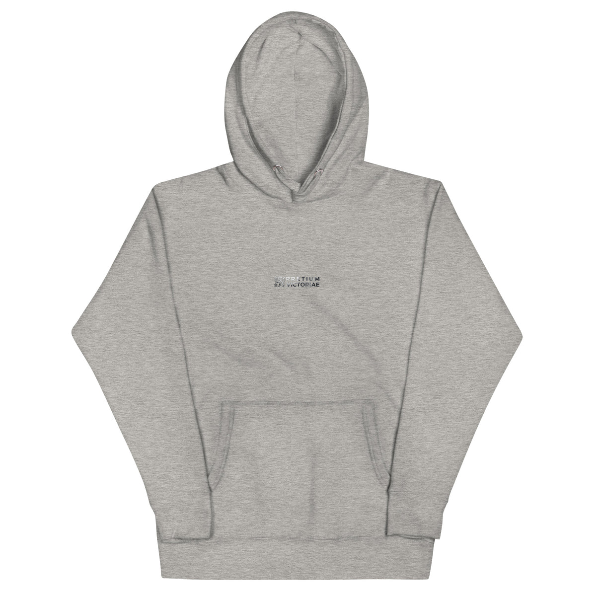 Buy Now Online Pretium Victoriae The Price of Victory Staple Unisex Hoodie Chromium Logo Inspirational Stoic Quote Motivational - PRETIUM VICTORIAE© - https://pretium-victoriae.com
