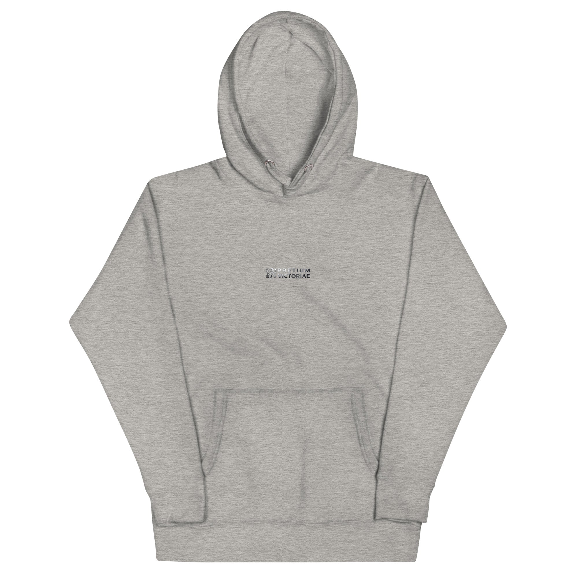 Buy Now Online Pretium Victoriae The Price of Victory Staple Unisex Hoodie Chromium Logo Inspirational Stoic Quote Motivational - PRETIUM VICTORIAE© - https://pretium-victoriae.com