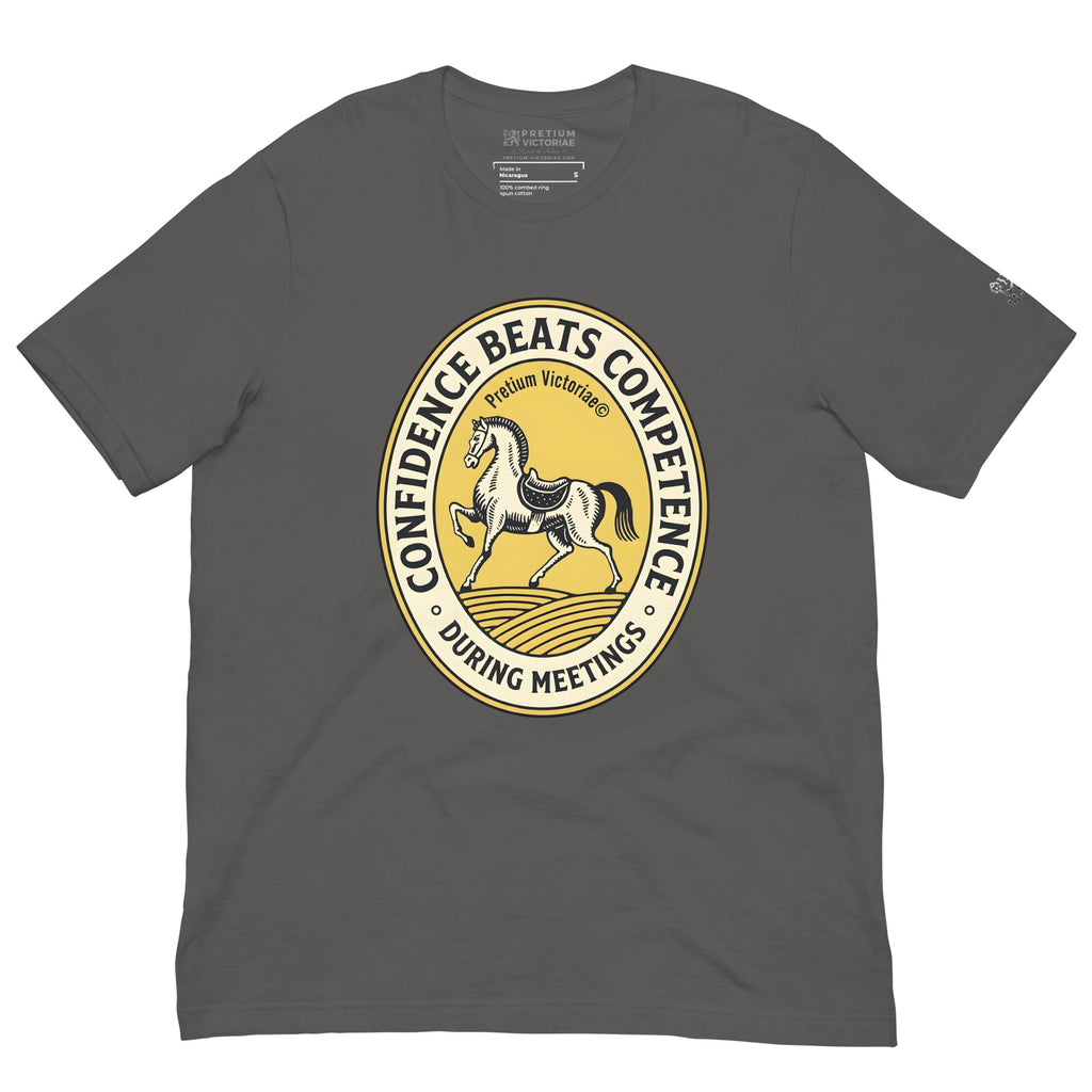 Buy Now Online Confidence Beats Competence During Meetings Machiavelli Unisex T-shirt Inspirational Stoic Quote Motivational Philosophy - PRETIUM VICTORIAE© - https://pretium-victoriae.com