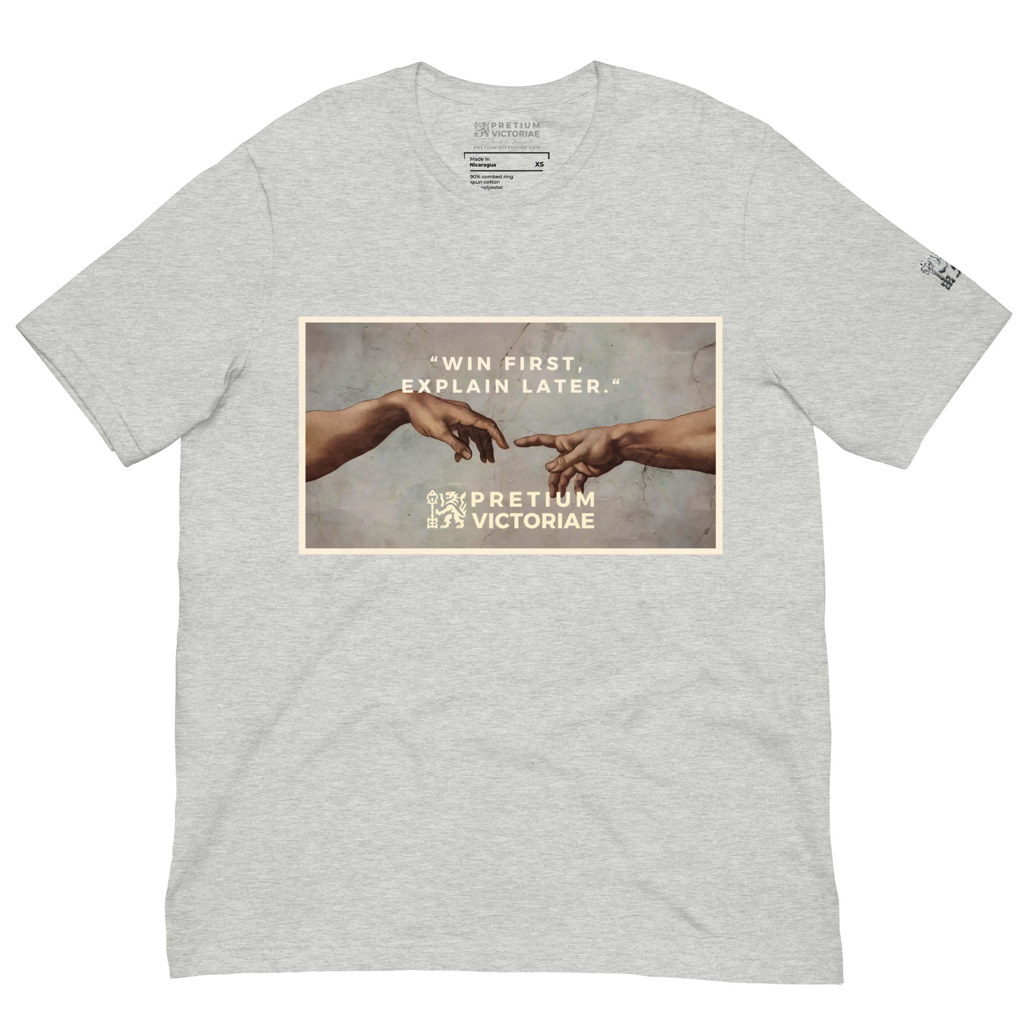Buy Now Online PRETIUM VICTORIAE Win First Explain Later Machiavelli Unisex T-shirt Inspirational Stoicism Quote Motivational - PRETIUM VICTORIAE© - https://pretium-victoriae.com