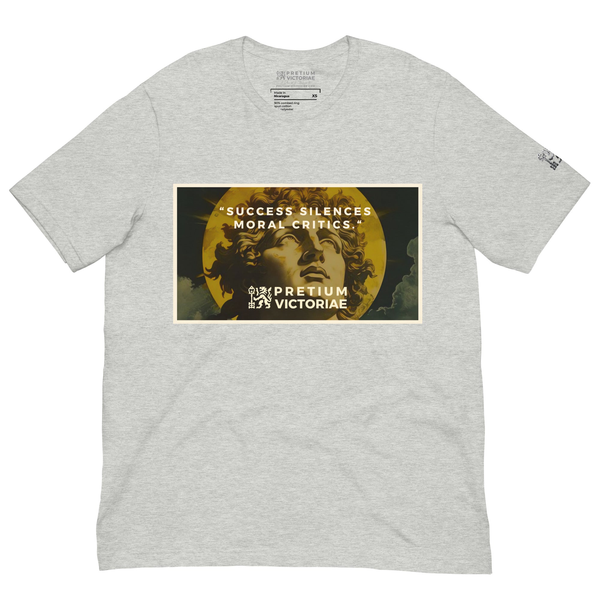 Buy Now Online PRETIUM VICTORIAE Success Silences Moral Critics Machiavelli Unisex T-shirt Inspirational Stoicism Quote Motivational - PRETIUM VICTORIAE© - https://pretium-victoriae.com