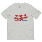 Buy Now Online PRETIUM VICTORIAE Red Swoosh Logo Machiavelli Unisex T-shirt Inspirational Stoicism Quote Motivational - PRETIUM VICTORIAE© - https://pretium-victoriae.com