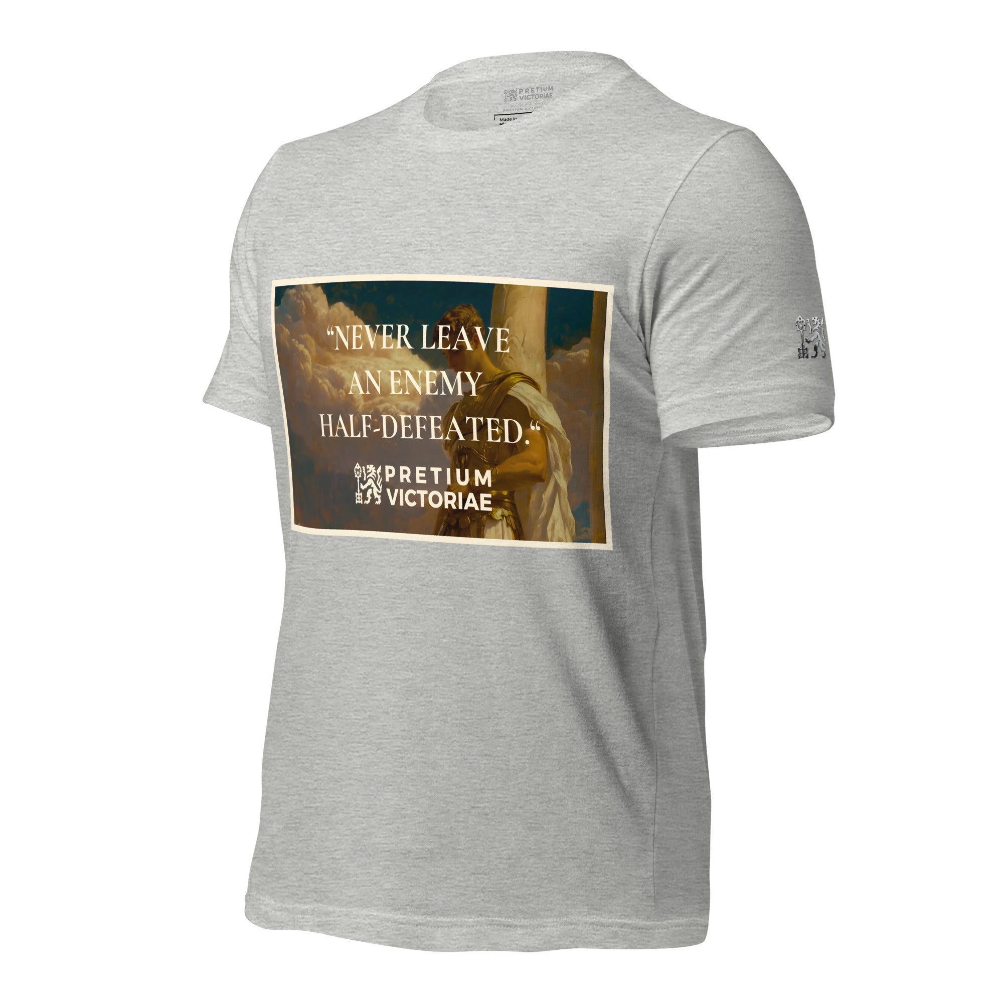 Buy Now Online PRETIUM VICTORIAE Never Leave an Ennemy Half-Defeated Machiavelli Unisex T-shirt Inspirational Stoicism Quote Motivational - PRETIUM VICTORIAE© - https://pretium-victoriae.com