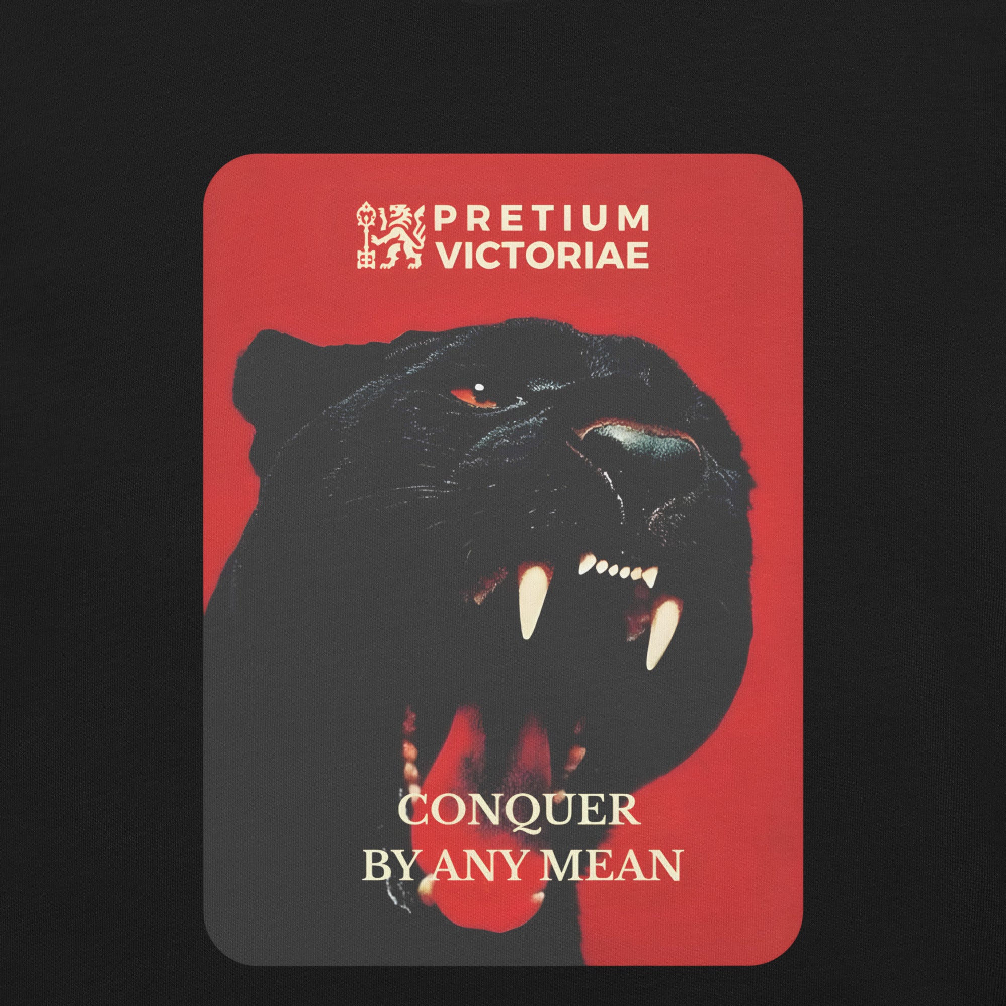 Buy Now Online PRETIUM VICTORIAE Conquer By Any Mean Black Jaguar Panther Machiavelli Unisex T-shirt Inspirational Stoicism Quote Motivational - PRETIUM VICTORIAE© - https://pretium-victoriae.com