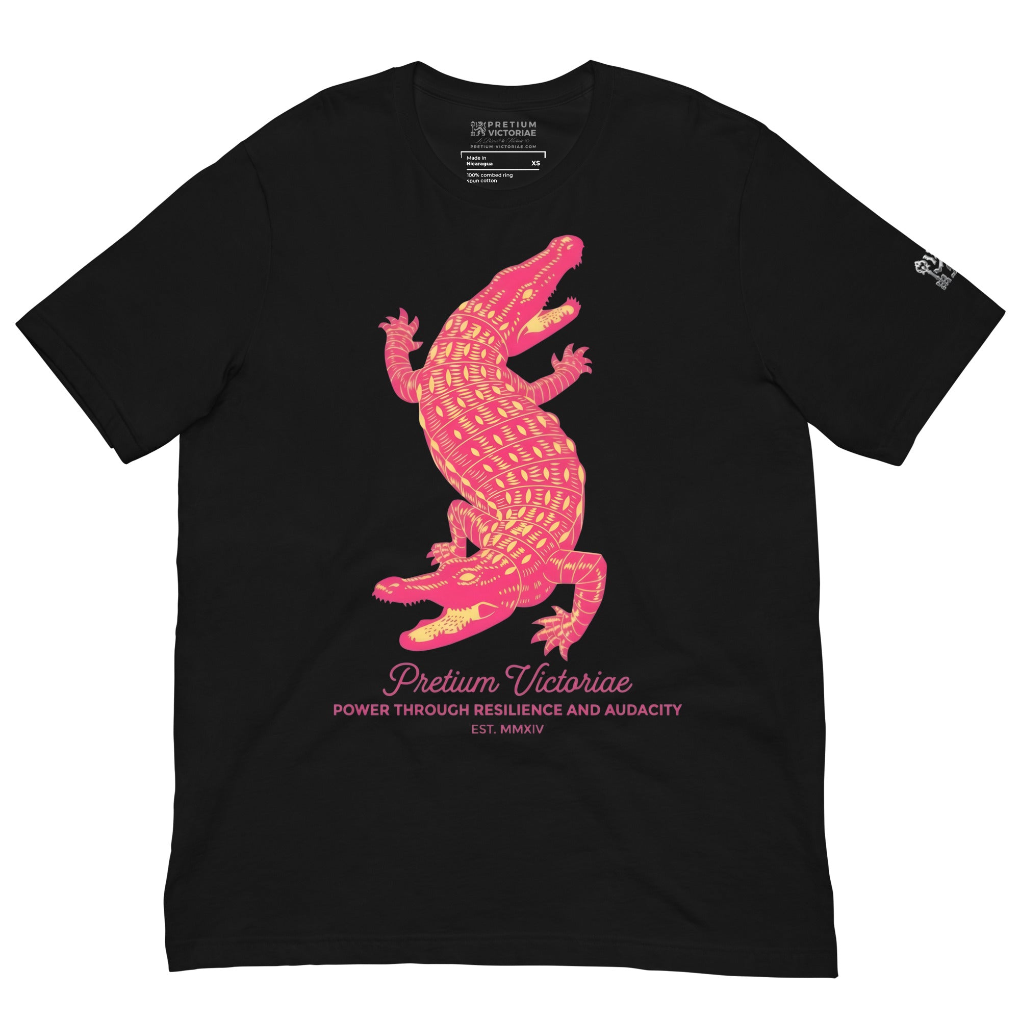 Buy Now Online PRETIUM VICTORIAE Power Through Resilience Red Crocodile Machiavelli Unisex T-shirt Inspirational Stoicism Quote Motivational - PRETIUM VICTORIAE© - https://pretium-victoriae.com