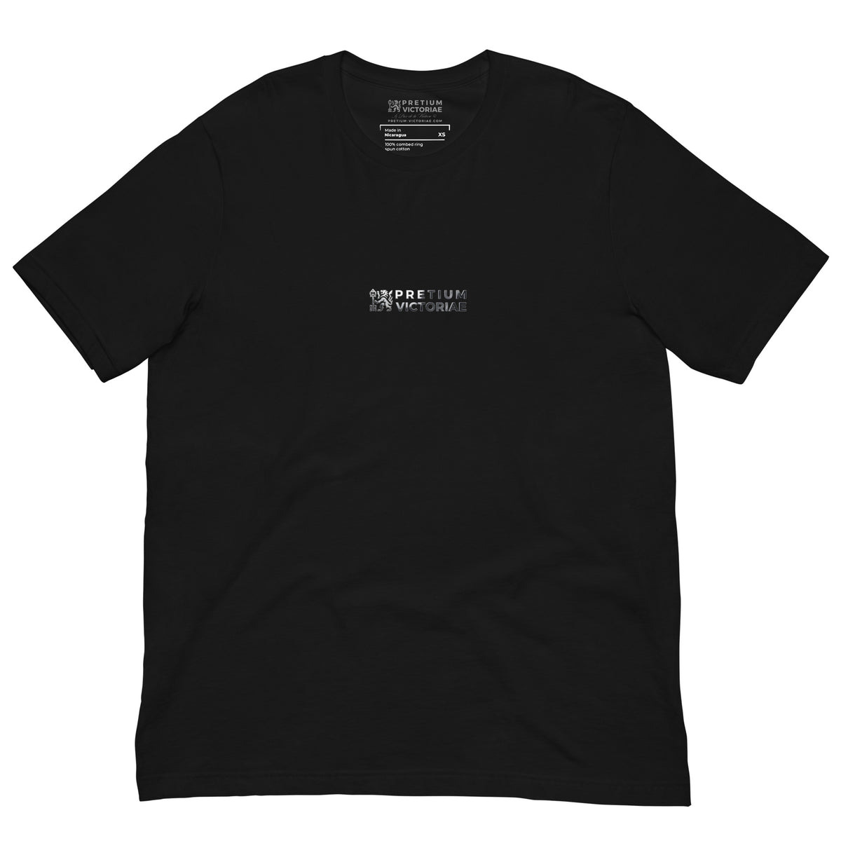 Buy Now Online Pretium Victoriae “The Price of Victory” Staple Chromium Logo Unisex T-Shirt Inspirational Stoic Quote Motivational - PRETIUM VICTORIAE© - https://pretium-victoriae.com