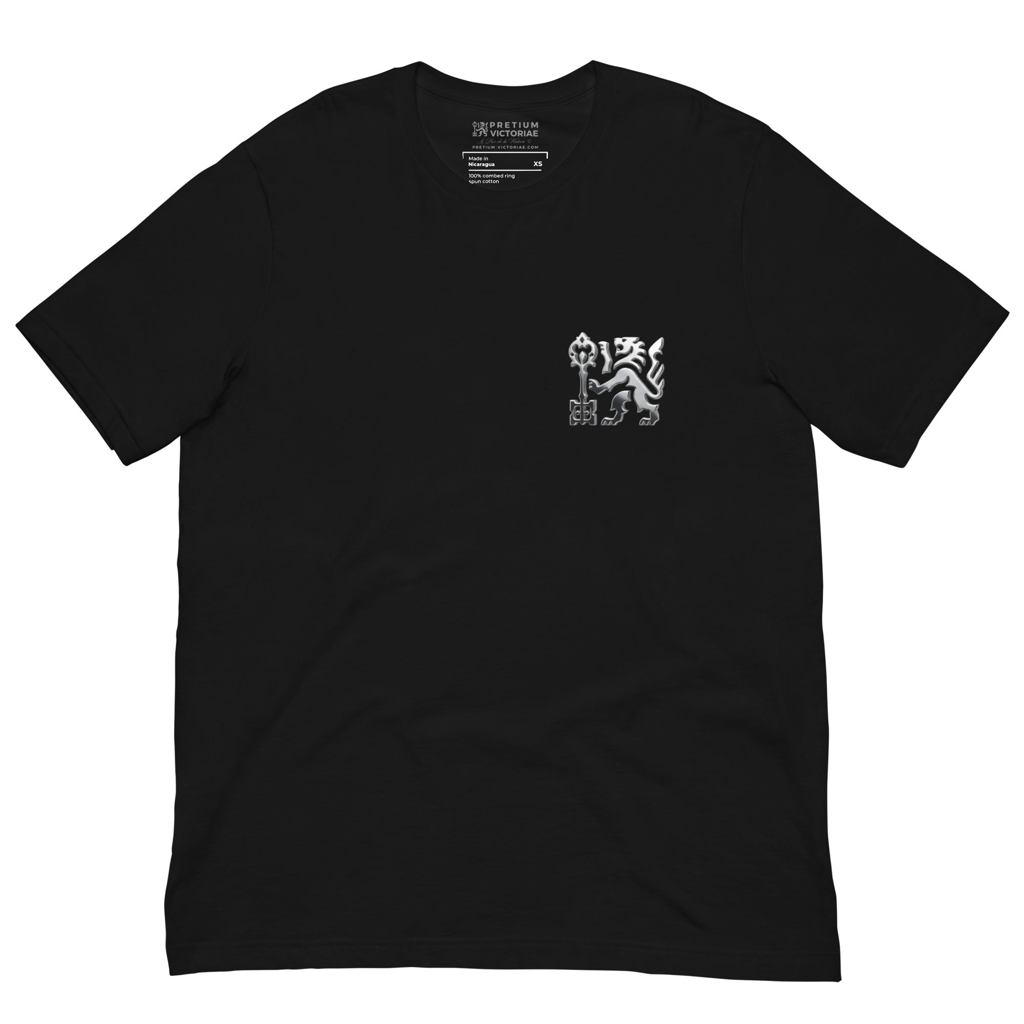 Buy Now Online Pretium Victoriae Chromium Lion The Price of Victory Staple Unisex T-Shirt Inspirational Stoic Quote Motivational - PRETIUM VICTORIAE© - https://pretium-victoriae.com