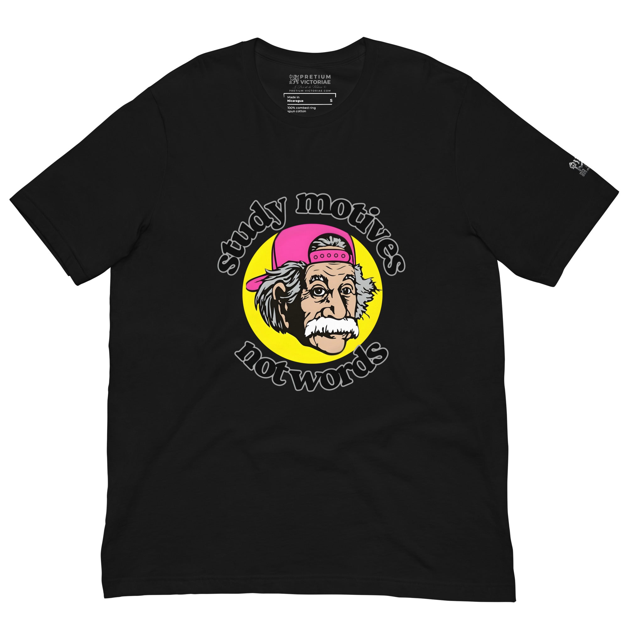 Buy Now Online Pretium Victoriae Study Motives Not Words Albert Einstein Machiavelli Unisex T-shirt Inspirational Stoic Quote Motivational - PRETIUM VICTORIAE© - https://pretium-victoriae.com