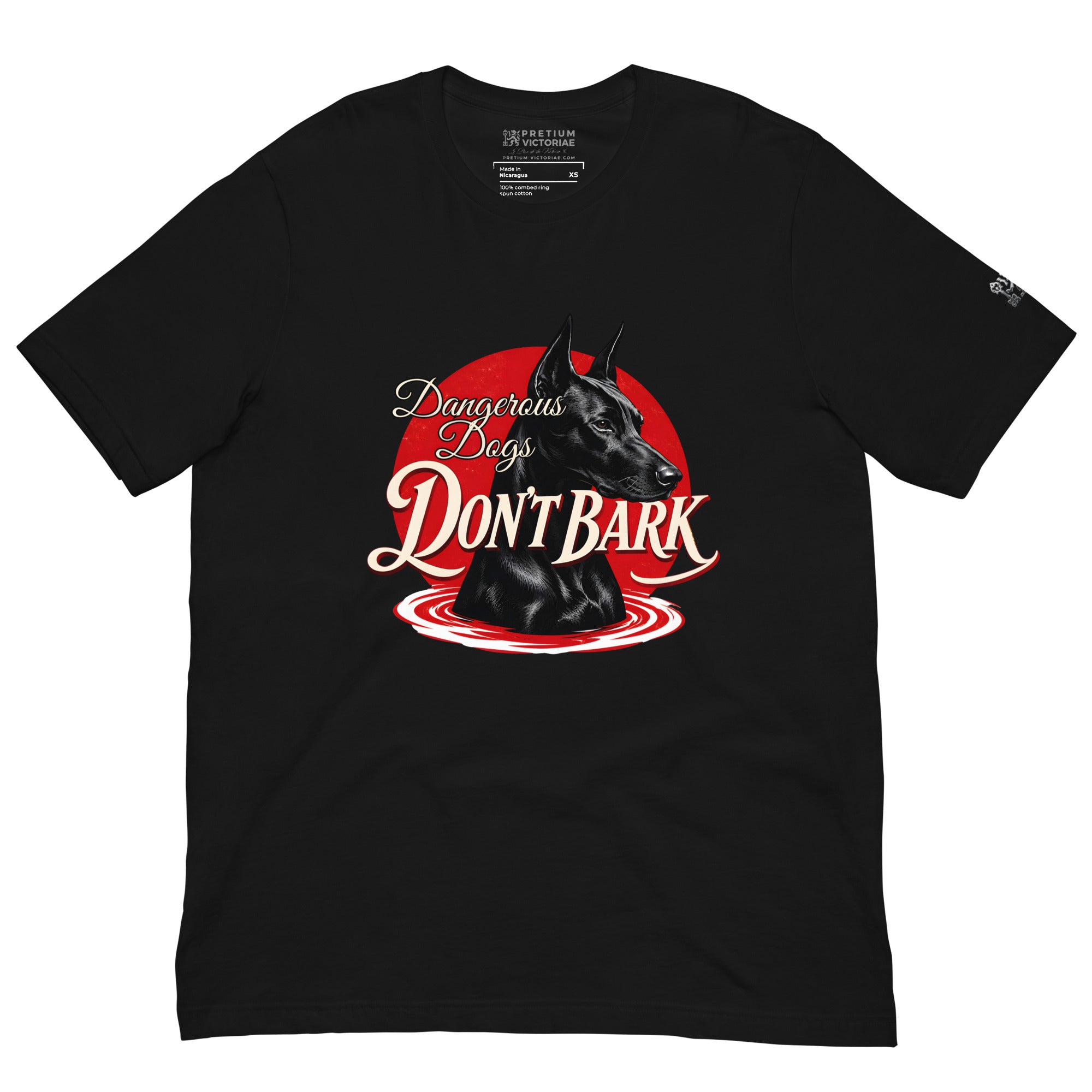 Buy Now Online Dangerous Dogs Don't Bark Black Doberman Machiavelli Unisex T-shirt Inspirational Stoic Quote Motivational Philosophy - PRETIUM VICTORIAE© - https://pretium-victoriae.com