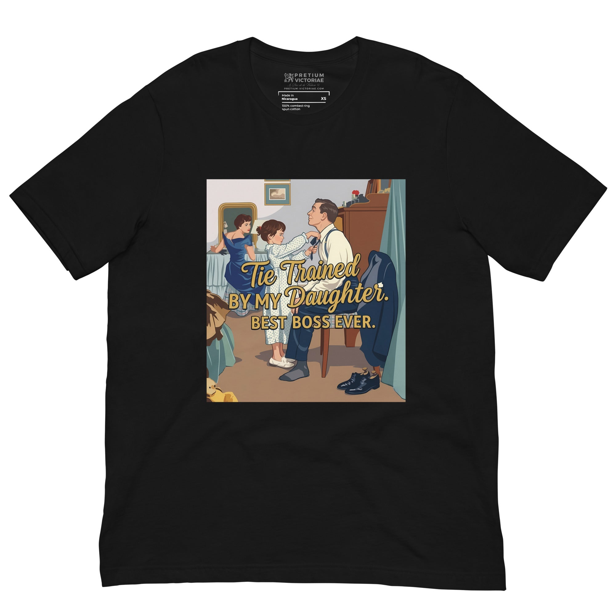 Buy Now Online Funny Dad & Daughter T-Shirt / Tie Trained – Matching Family Shirt for Dads and Daughters - PRETIUM VICTORIAE© - https://pretium-victoriae.com