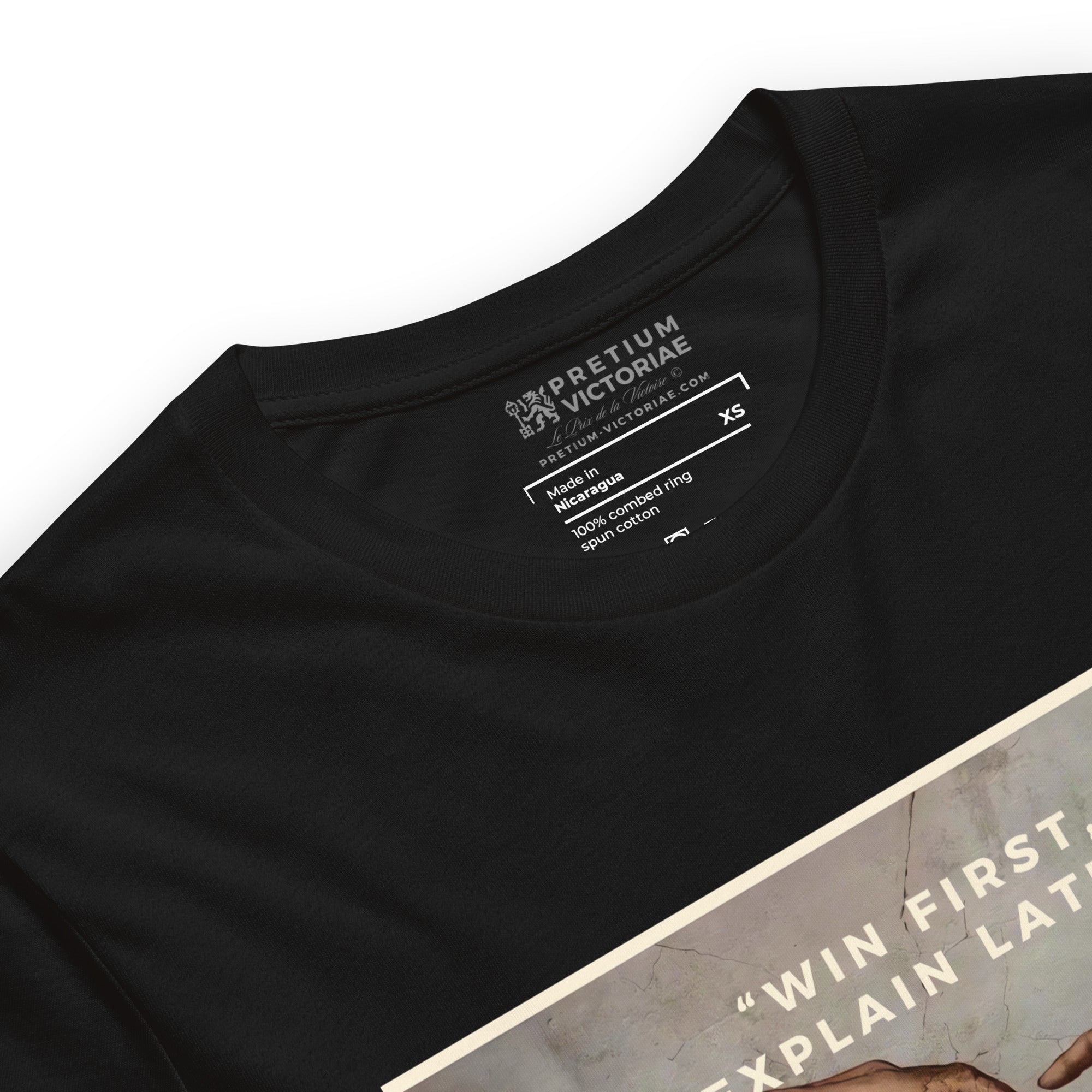 Buy Now Online PRETIUM VICTORIAE Win First Explain Later Machiavelli Unisex T-shirt Inspirational Stoicism Quote Motivational - PRETIUM VICTORIAE© - https://pretium-victoriae.com