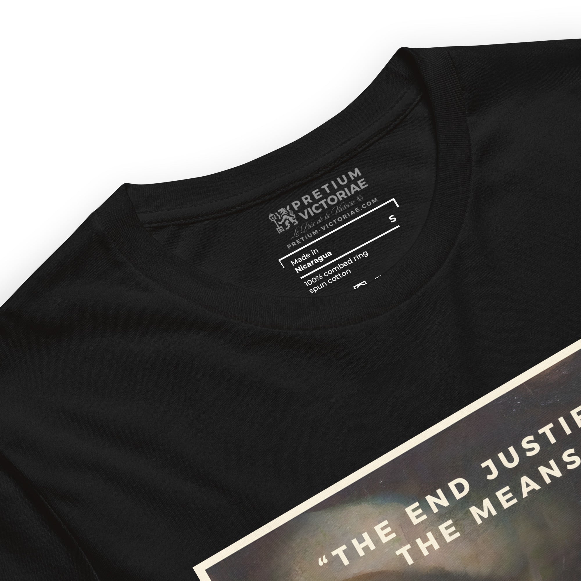 Buy Now Online PRETIUM VICTORIAE The End Justifies the Means Machiavelli Unisex T-shirt Inspirational Stoicism Quote Motivational - PRETIUM VICTORIAE© - https://pretium-victoriae.com