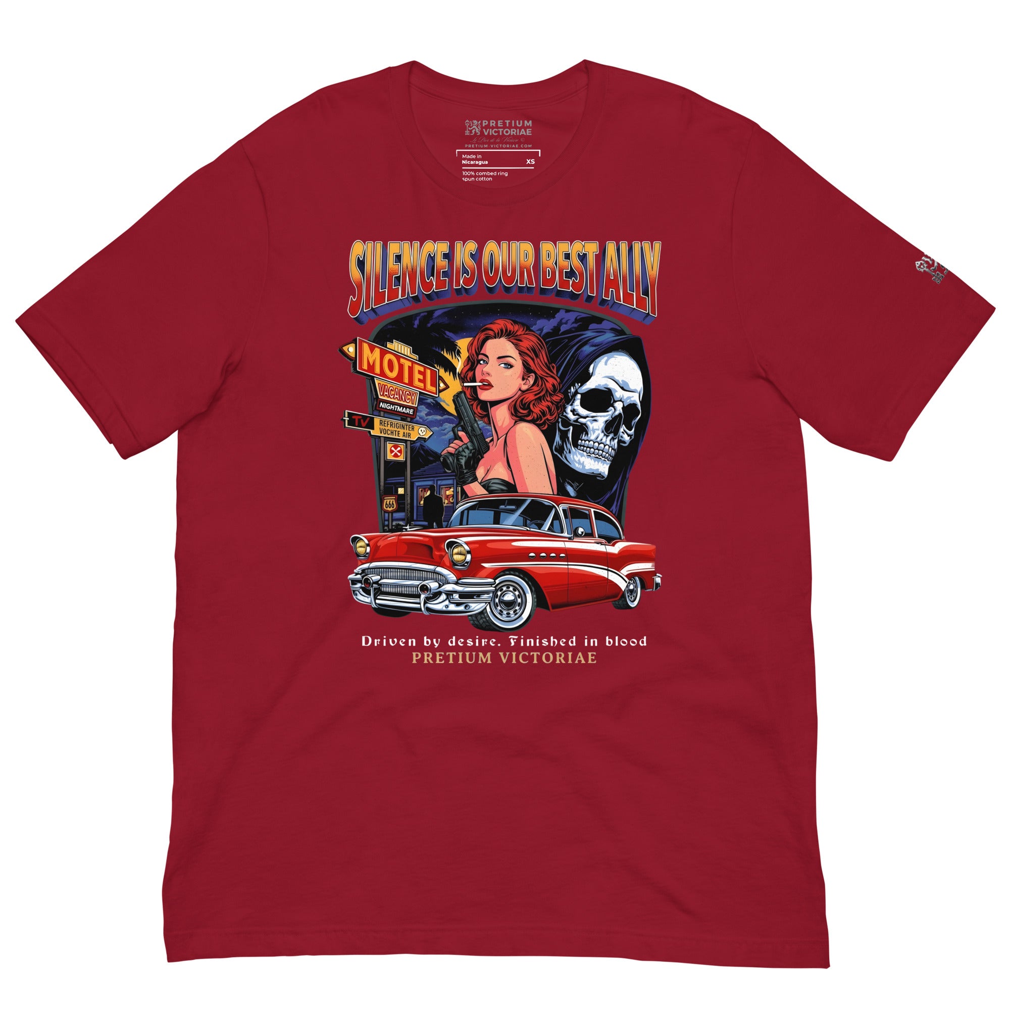 Buy Now Online PRETIUM VICTORIAE™ Silence is Our Best Ally Motel Ghost Girl Machiavelli Unisex T-shirt Inspirational Stoic Quote Motivational - PRETIUM VICTORIAE© - https://pretium-victoriae.com