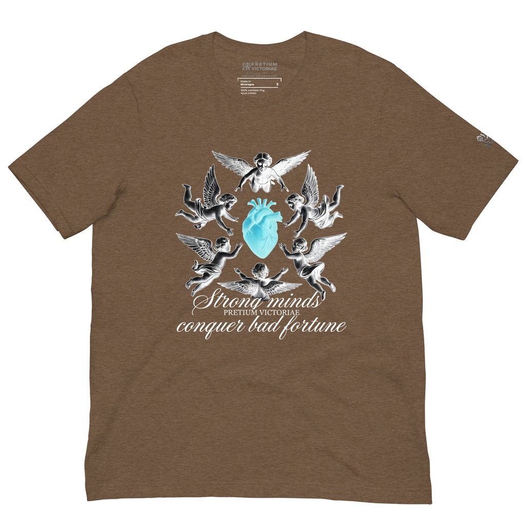 Buy Now Online Strong Minds Conquer Bad Fortune Angels Machiavelli Unisex T-shirt Inspirational Stoic Quote Motivational Philosophy - PRETIUM VICTORIAE© - https://pretium-victoriae.com