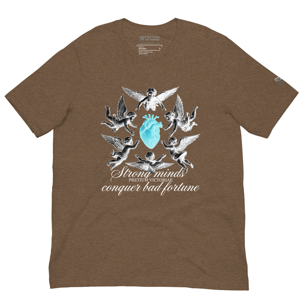 Buy Now Online Strong Minds Conquer Bad Fortune Angels Machiavelli Unisex T-shirt Inspirational Stoic Quote Motivational Philosophy - PRETIUM VICTORIAE© - https://pretium-victoriae.com
