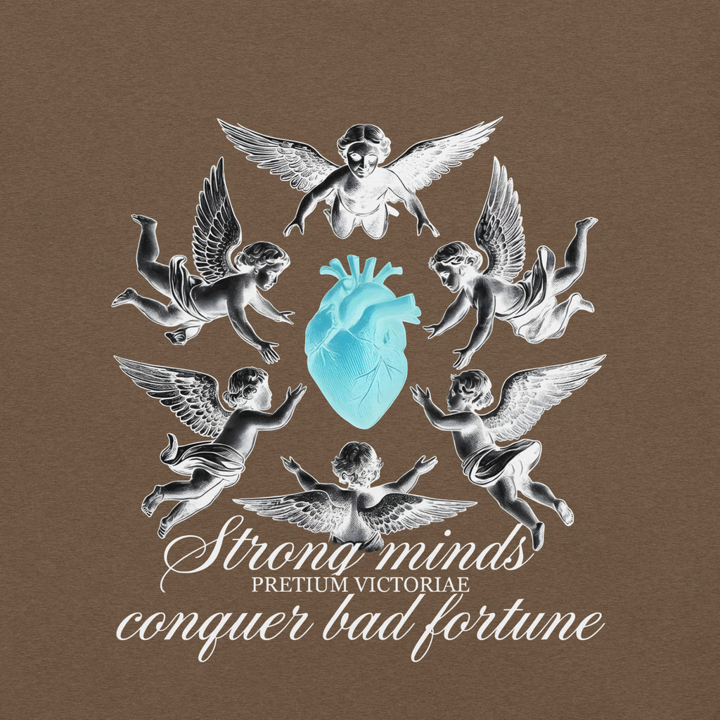Buy Now Online Strong Minds Conquer Bad Fortune Angels Machiavelli Unisex T-shirt Inspirational Stoic Quote Motivational Philosophy - PRETIUM VICTORIAE© - https://pretium-victoriae.com