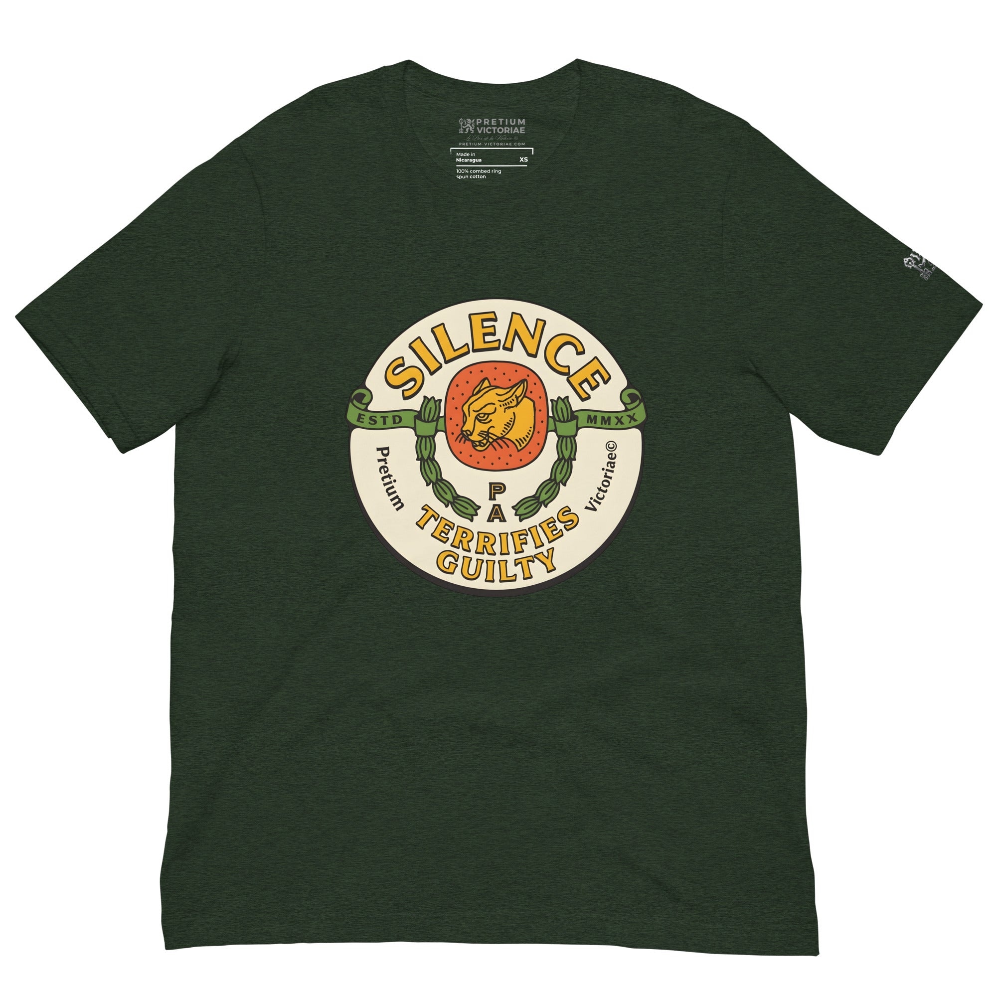 Buy Now Online PRETIUM VICTORIAE Silence Terrifies Guilty Machiavelli Unisex T-shirt Inspirational Stoic Quote Motivational Philosophy - PRETIUM VICTORIAE© - https://pretium-victoriae.com