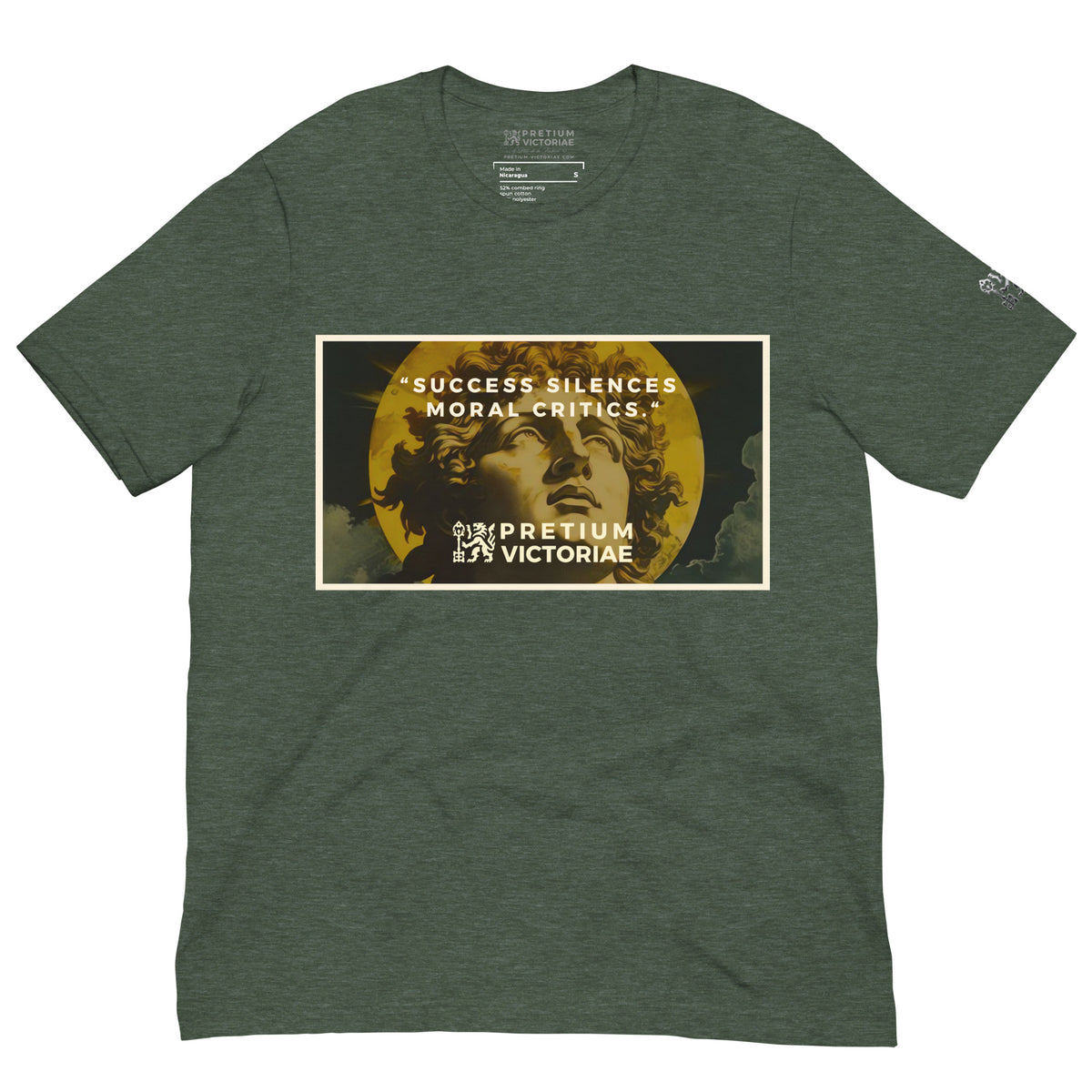 Buy Now Online PRETIUM VICTORIAE Success Silences Moral Critics Machiavelli Unisex T-shirt Inspirational Stoicism Quote Motivational - PRETIUM VICTORIAE© - https://pretium-victoriae.com
