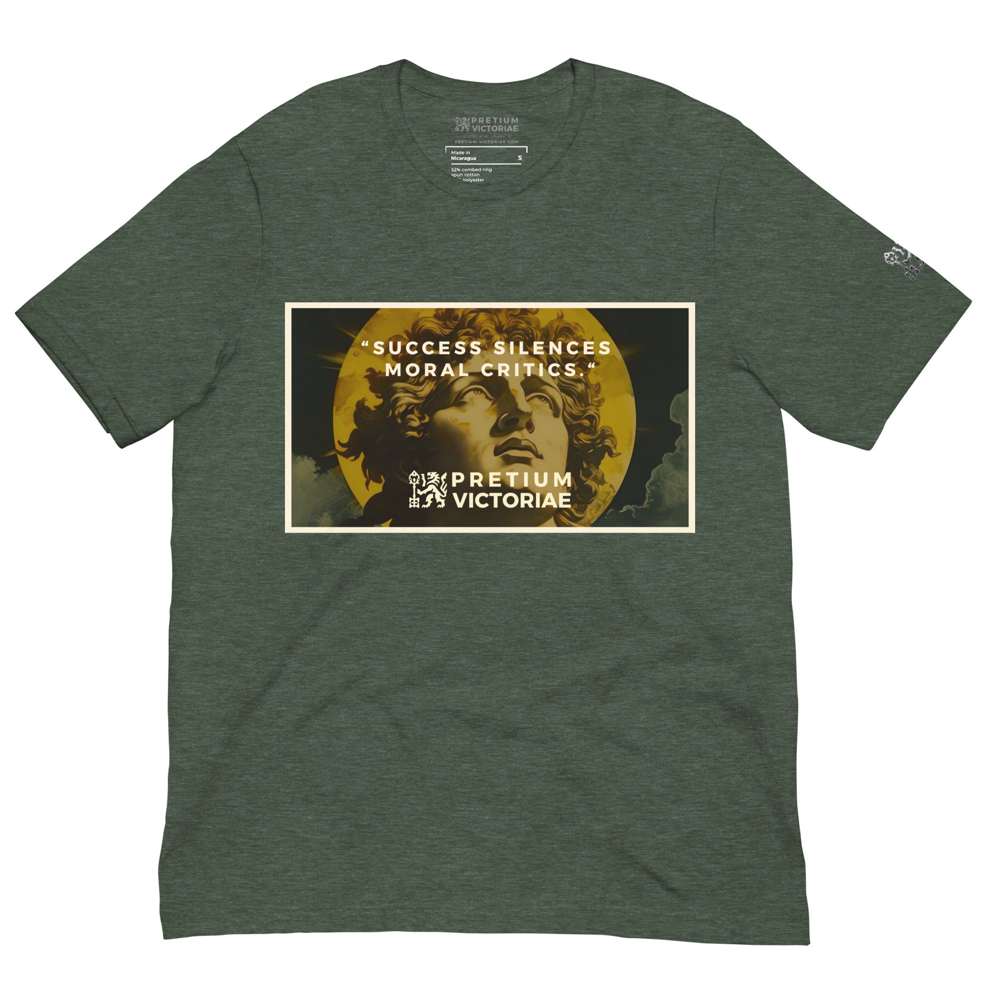 Buy Now Online PRETIUM VICTORIAE Success Silences Moral Critics Machiavelli Unisex T-shirt Inspirational Stoicism Quote Motivational - PRETIUM VICTORIAE© - https://pretium-victoriae.com