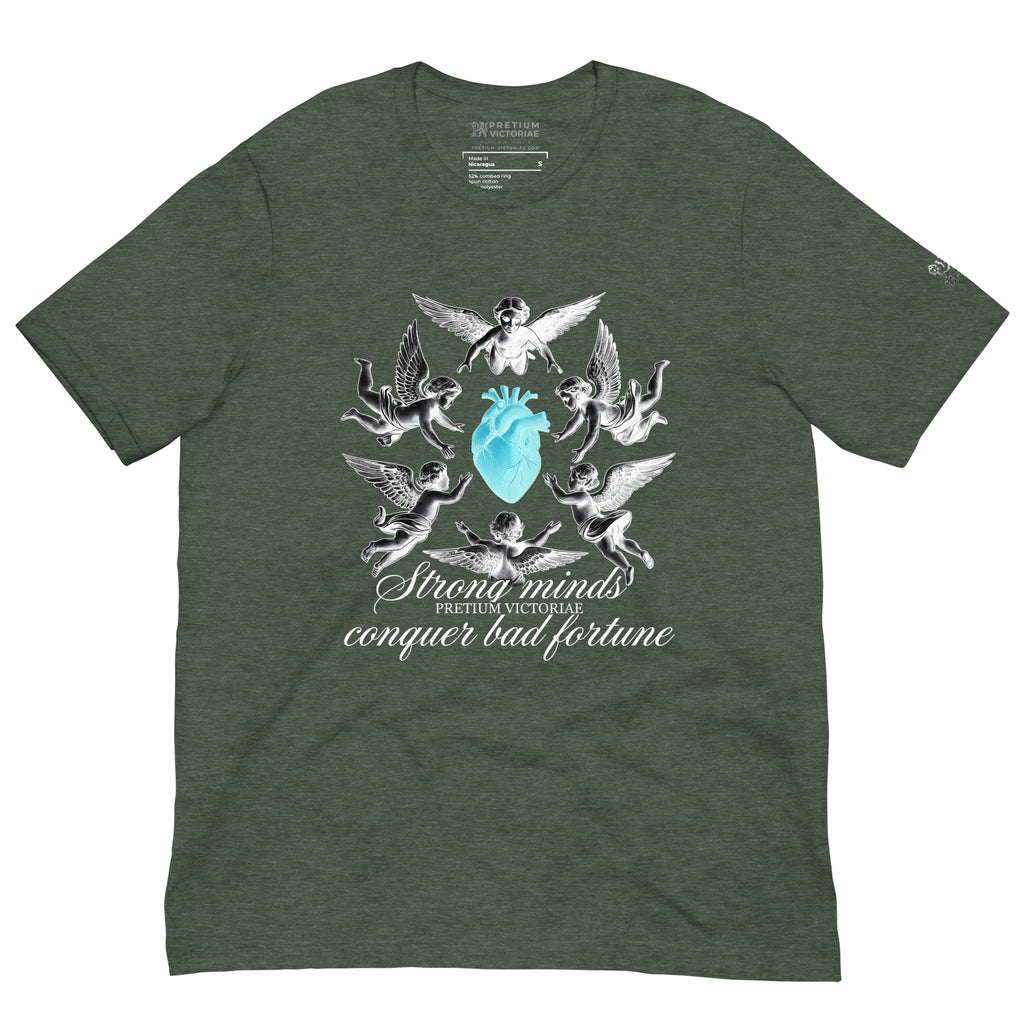 Buy Now Online Strong Minds Conquer Bad Fortune Angels Machiavelli Unisex T-shirt Inspirational Stoic Quote Motivational Philosophy - PRETIUM VICTORIAE© - https://pretium-victoriae.com