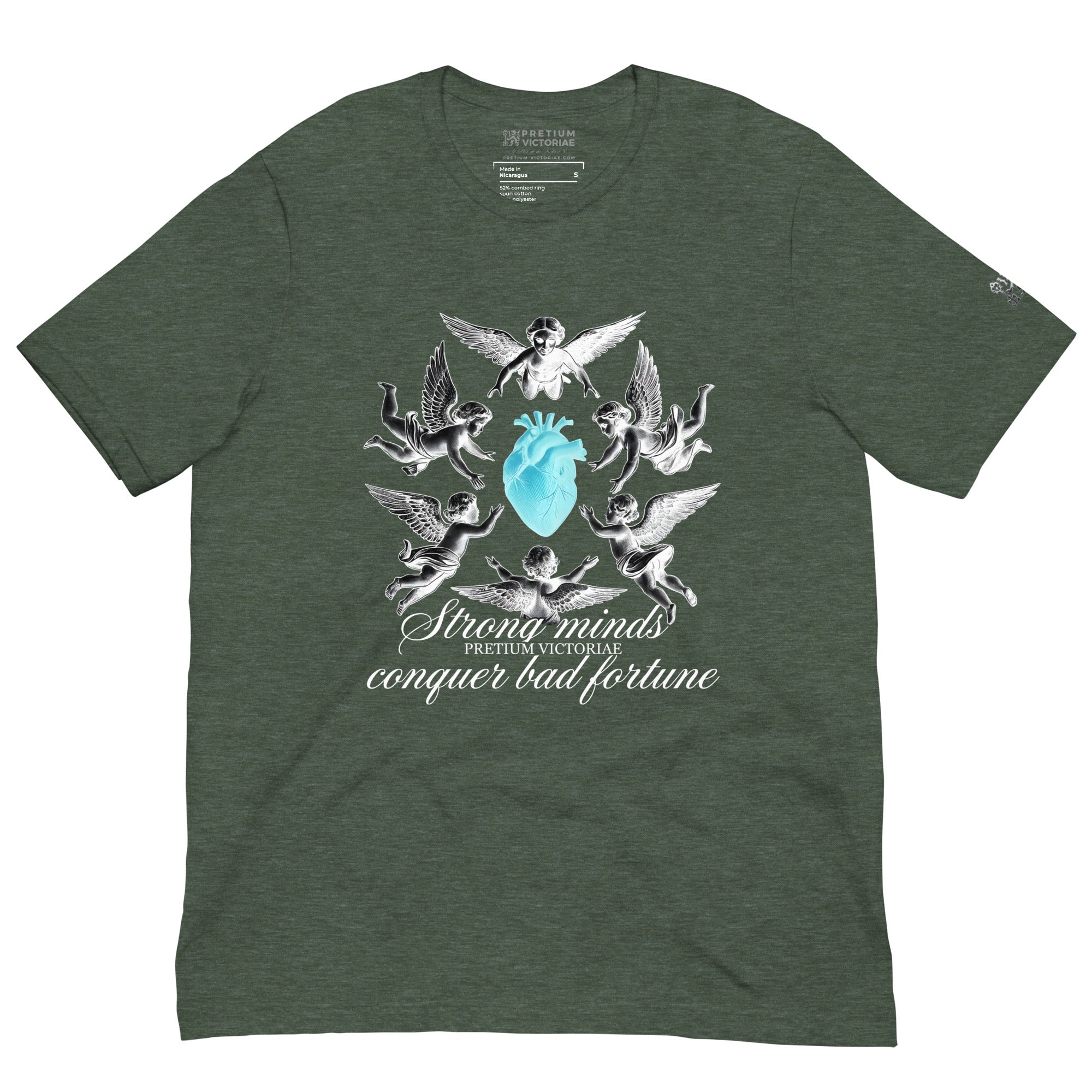 Buy Now Online Strong Minds Conquer Bad Fortune Angels Machiavelli Unisex T-shirt Inspirational Stoic Quote Motivational Philosophy - PRETIUM VICTORIAE© - https://pretium-victoriae.com