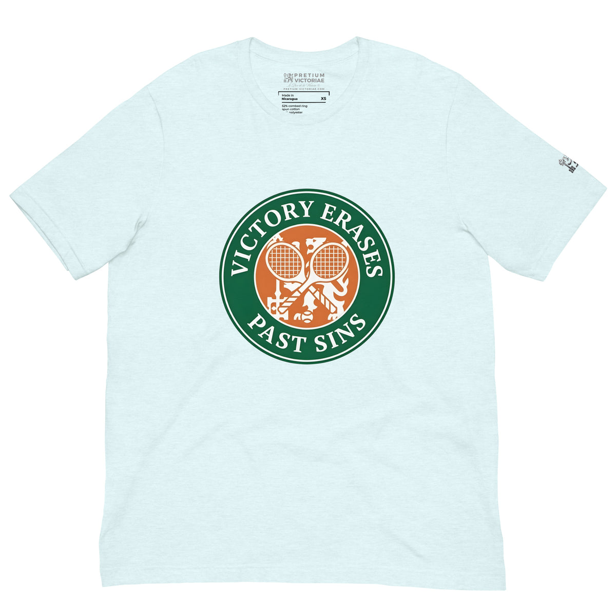 Buy Now Online PRETIUM VICTORIAE™ Victory Erases Past Sins Tennis Machiavelli Unisex T-shirt Inspirational Stoic Quote Motivational - PRETIUM VICTORIAE© - https://pretium-victoriae.com