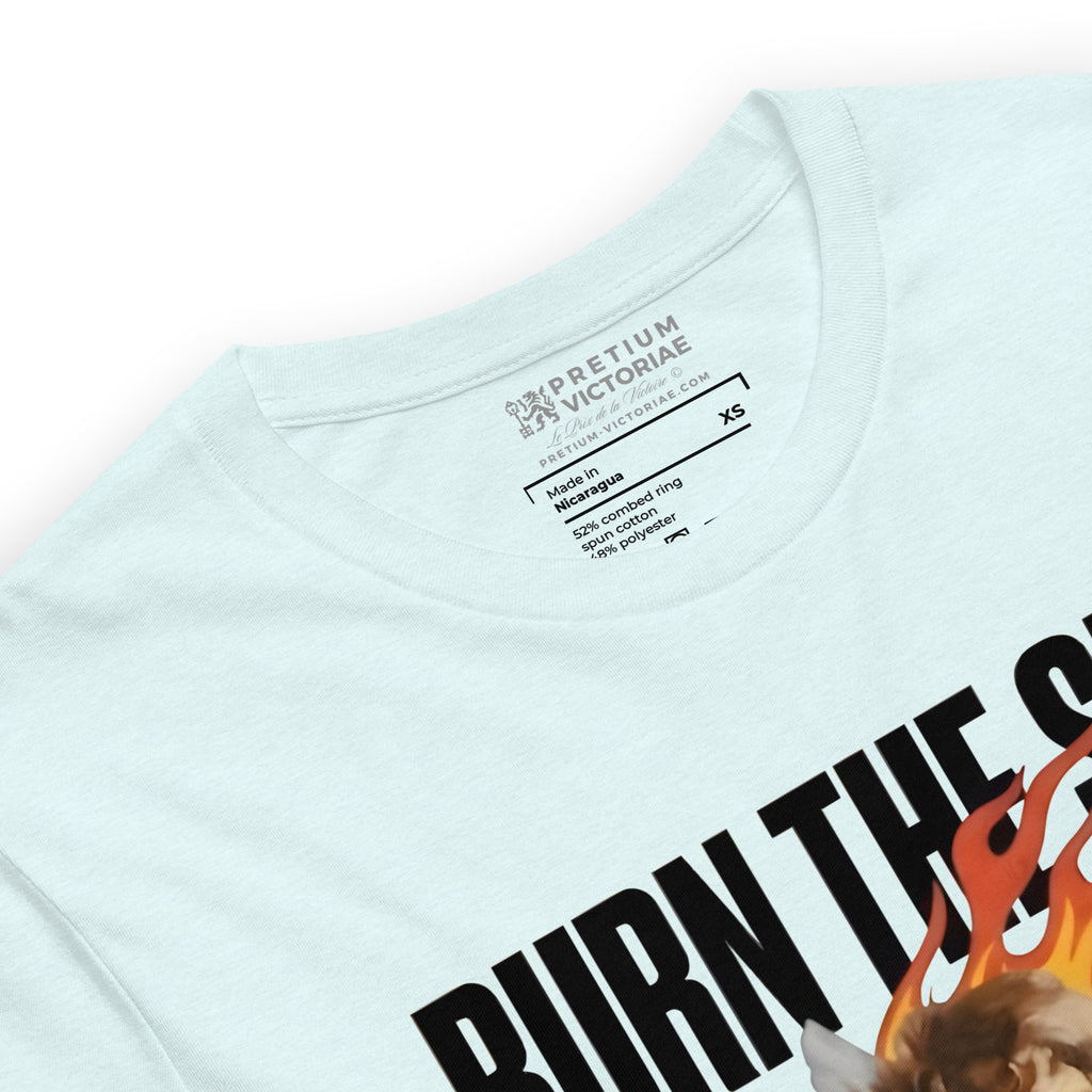 Buy Now Online PRETIUM VICTORIAE Burn The Ship End Justifies Means Machiavelli Unisex T-shirt Inspirational Stoicism Quote Motivational - PRETIUM VICTORIAE© - https://pretium-victoriae.com