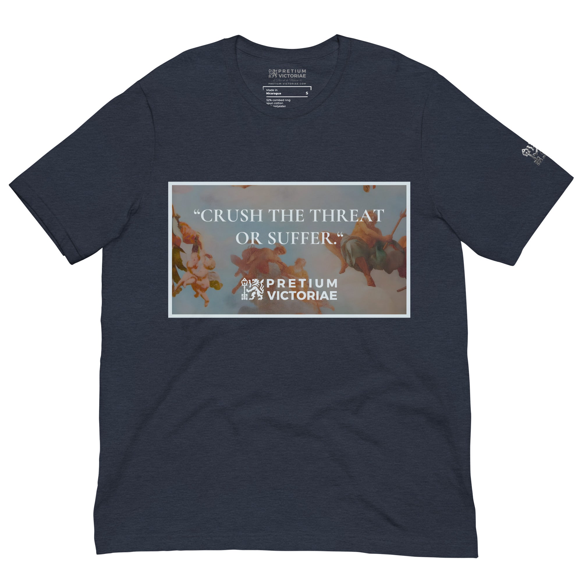 Buy Now Online PRETIUM VICTORIAE Crush The Threat or Suffer Machiavelli Unisex T-shirt Inspirational Stoicism Quote Motivational - PRETIUM VICTORIAE© - https://pretium-victoriae.com