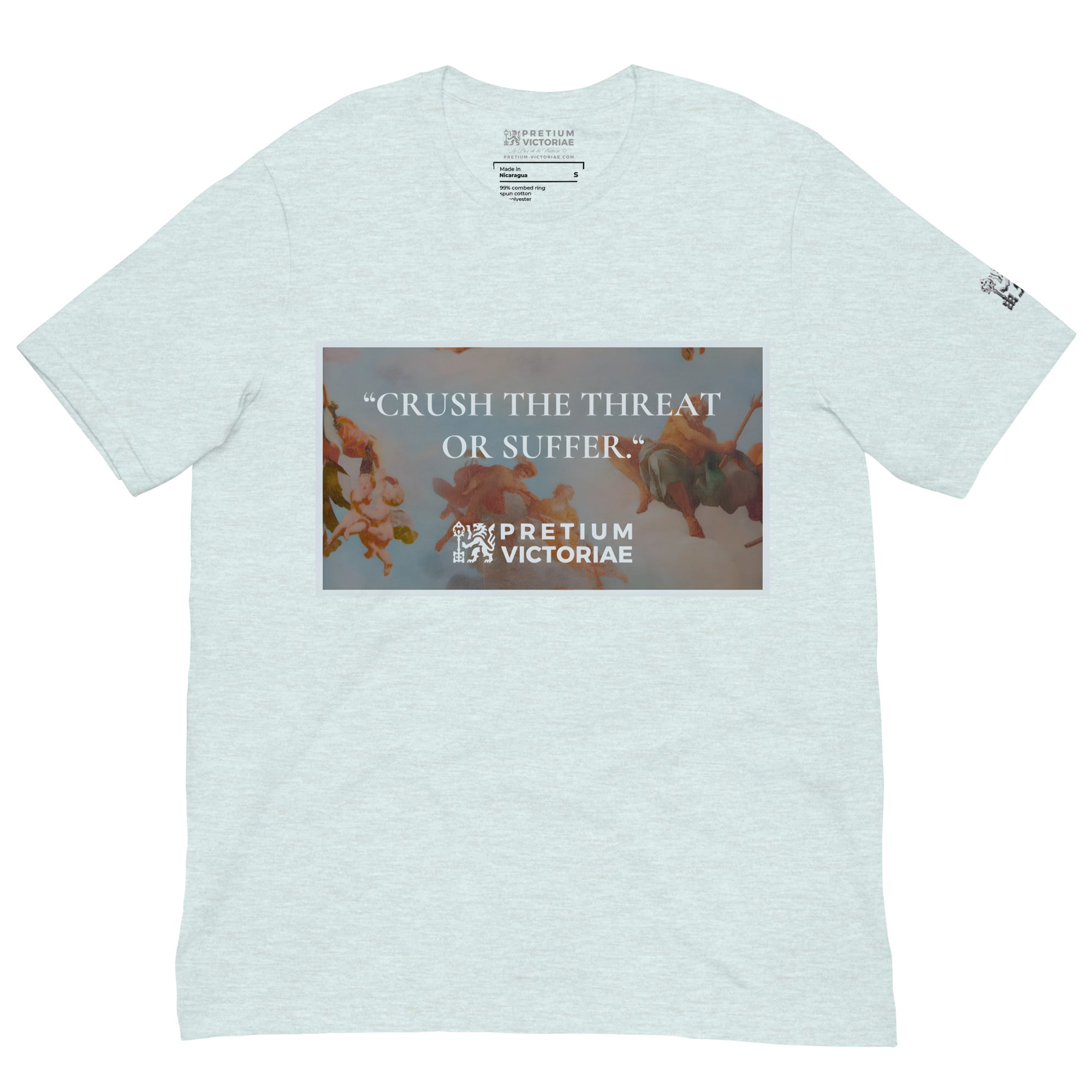 Buy Now Online PRETIUM VICTORIAE Crush The Threat or Suffer Machiavelli Unisex T-shirt Inspirational Stoicism Quote Motivational - PRETIUM VICTORIAE© - https://pretium-victoriae.com