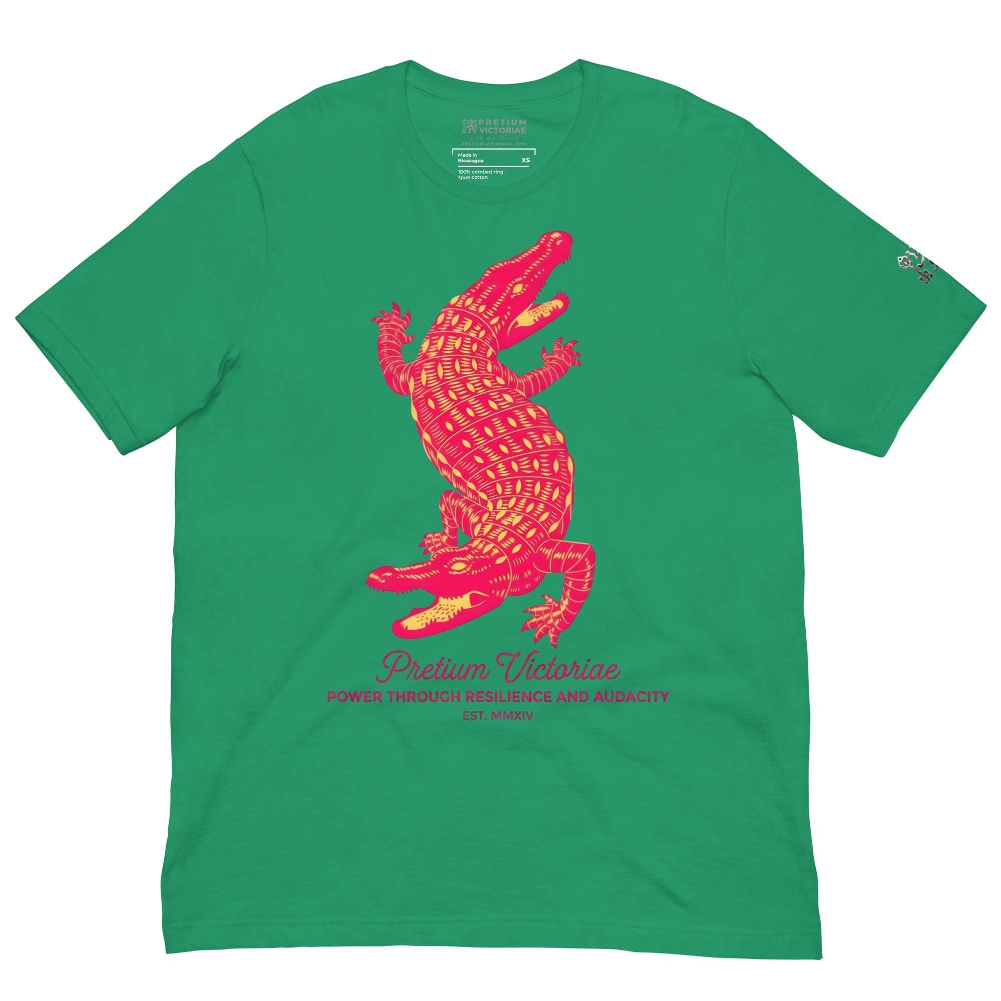 Buy Now Online PRETIUM VICTORIAE Power Through Resilience Red Crocodile Machiavelli Unisex T-shirt Inspirational Stoicism Quote Motivational - PRETIUM VICTORIAE© - https://pretium-victoriae.com
