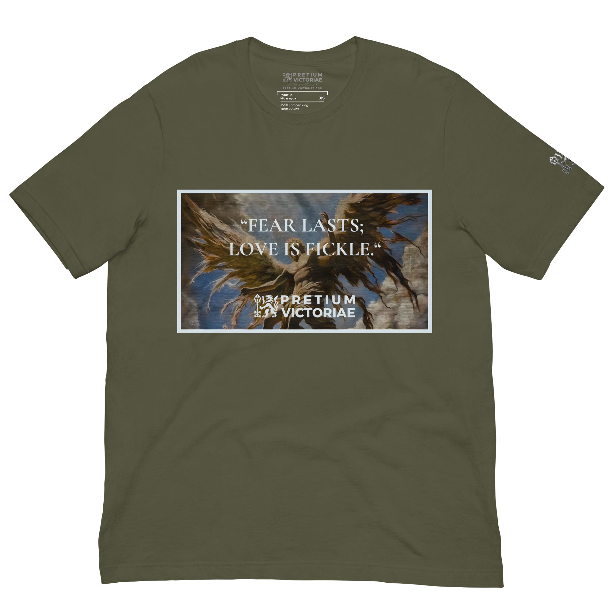 Buy Now Online PRETIUM VICTORIAE Fear Lasts Love Is Fickle Machiavelli Unisex T-shirt Inspirational Stoicism Quote Motivational - PRETIUM VICTORIAE© - https://pretium-victoriae.com