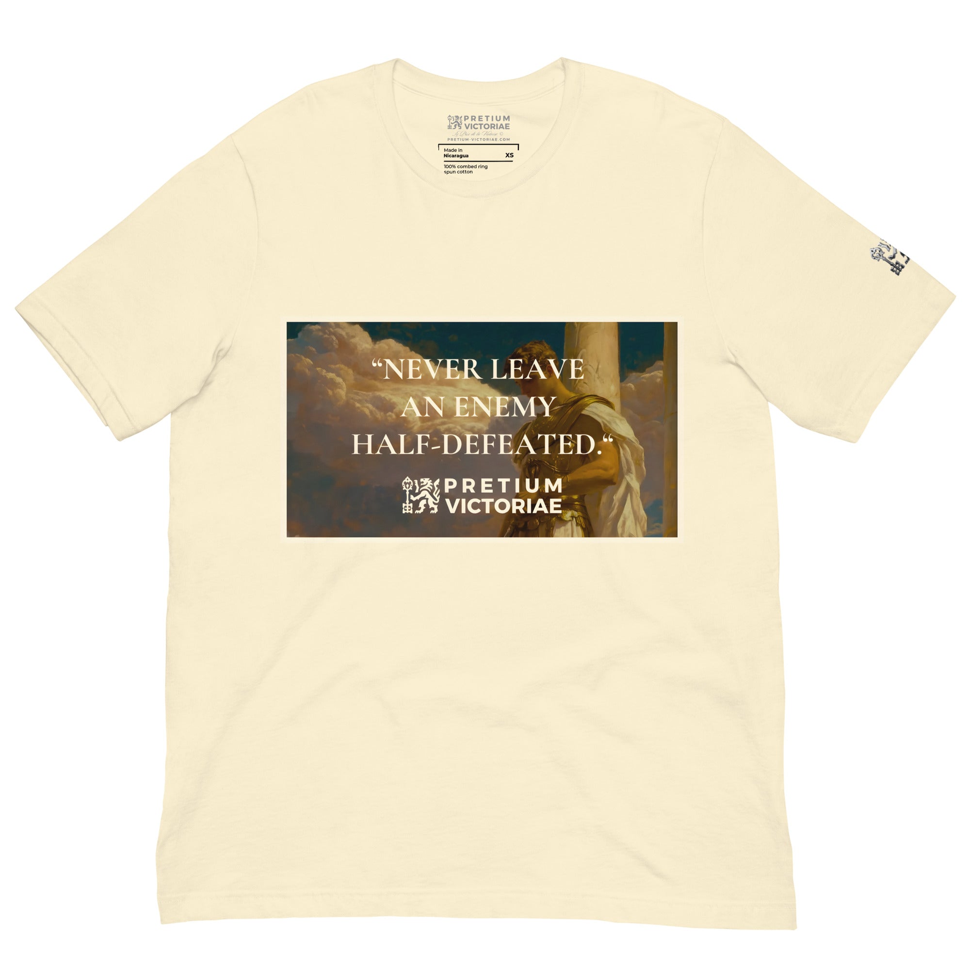 Buy Now Online PRETIUM VICTORIAE Never Leave an Ennemy Half-Defeated Machiavelli Unisex T-shirt Inspirational Stoicism Quote Motivational - PRETIUM VICTORIAE© - https://pretium-victoriae.com