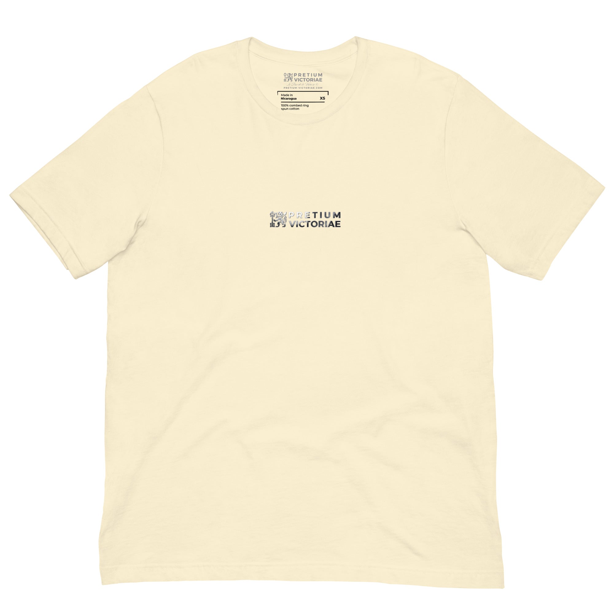 Buy Now Online Pretium Victoriae “The Price of Victory” Staple Chromium Logo Unisex T-Shirt Inspirational Stoic Quote Motivational - PRETIUM VICTORIAE© - https://pretium-victoriae.com
