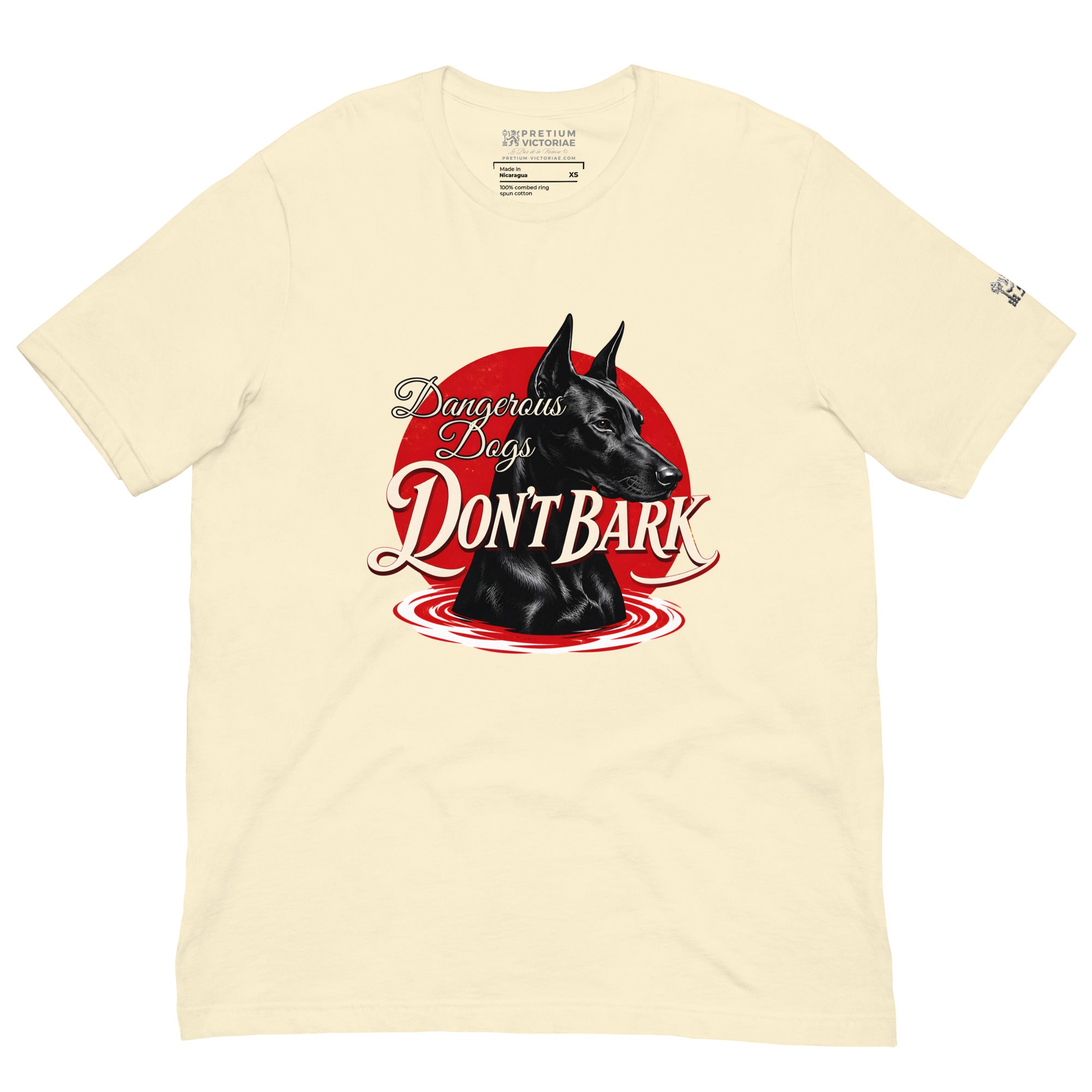 Buy Now Online Dangerous Dogs Don't Bark Black Doberman Machiavelli Unisex T-shirt Inspirational Stoic Quote Motivational Philosophy - PRETIUM VICTORIAE© - https://pretium-victoriae.com