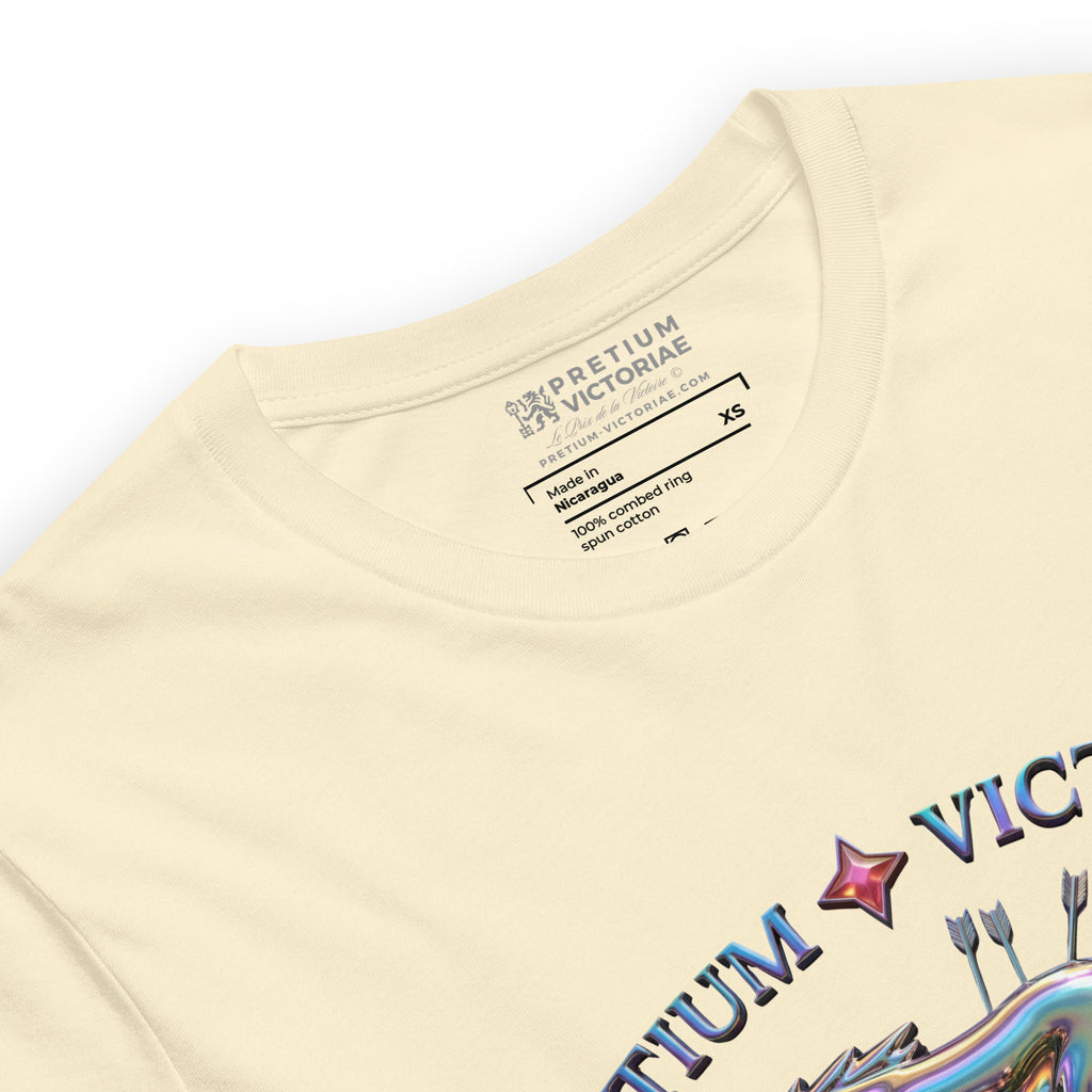 Buy Now Online PRETIUM VICTORIAE Iridescent Victory Running Horse Le Prix de la Victoire Machiavelli Unisex T-shirt Inspirational Stoicism Quote Motivational - PRETIUM VICTORIAE© - https://pretium-victoriae.com