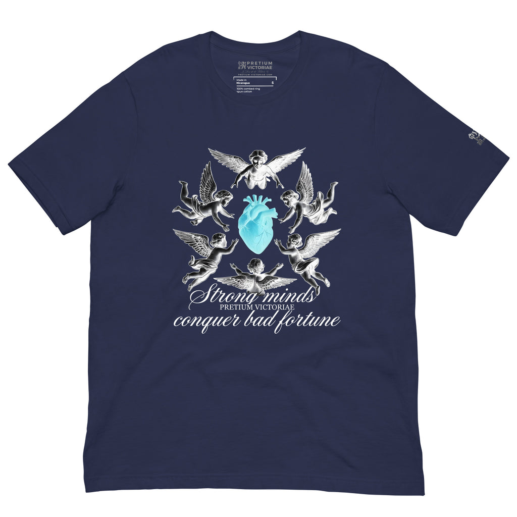 Buy Now Online Strong Minds Conquer Bad Fortune Angels Machiavelli Unisex T-shirt Inspirational Stoic Quote Motivational Philosophy - PRETIUM VICTORIAE© - https://pretium-victoriae.com