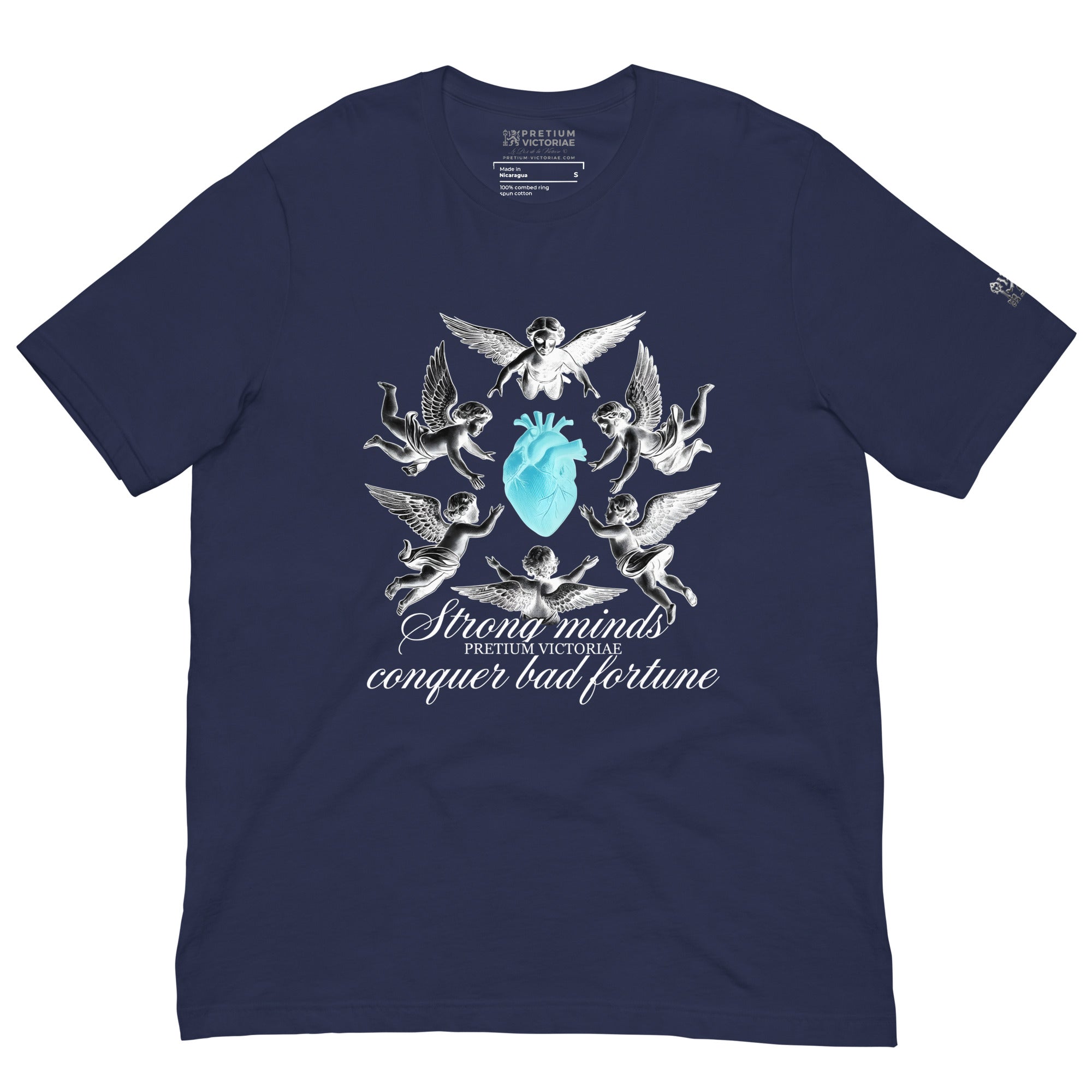Buy Now Online Strong Minds Conquer Bad Fortune Angels Machiavelli Unisex T-shirt Inspirational Stoic Quote Motivational Philosophy - PRETIUM VICTORIAE© - https://pretium-victoriae.com