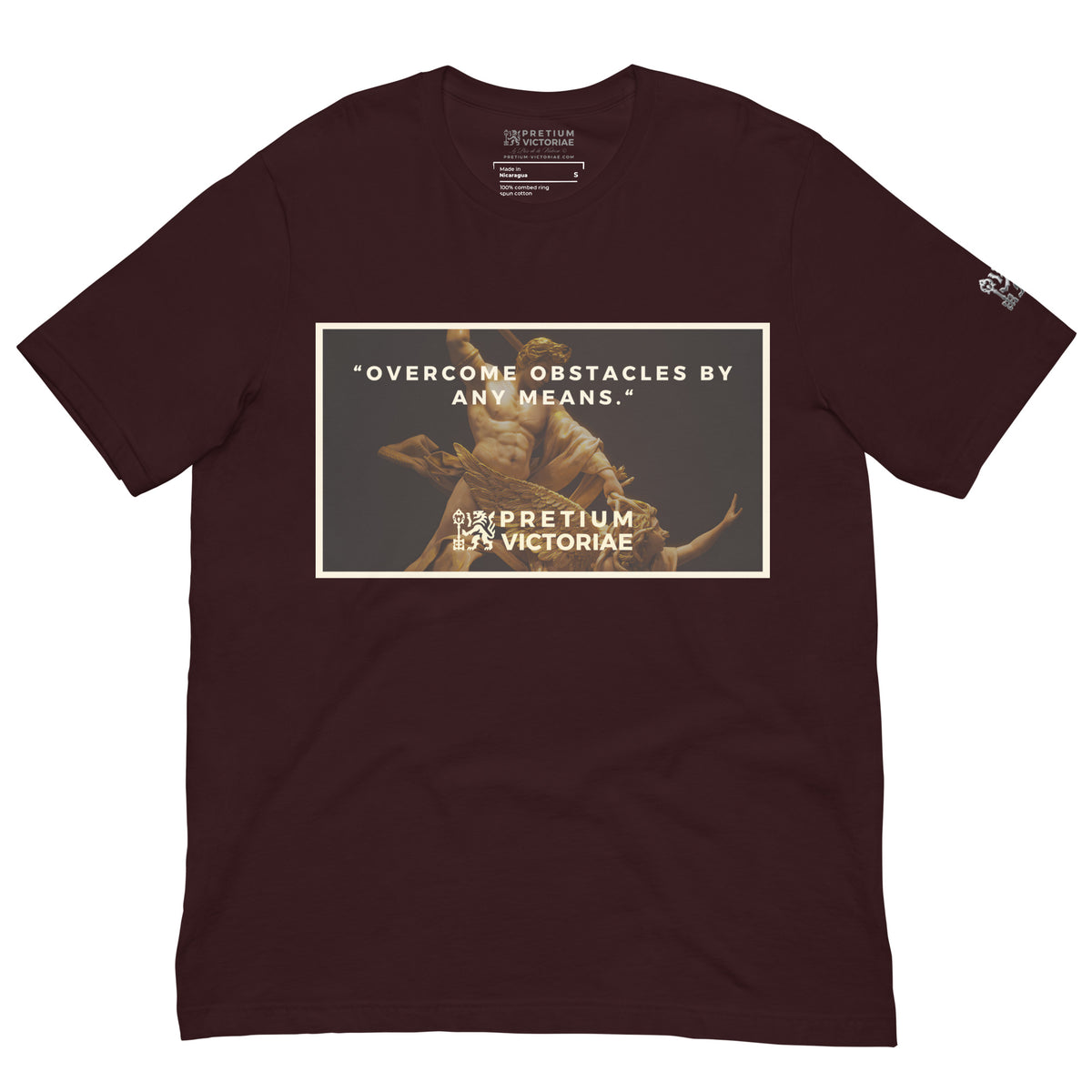 Buy Now Online PRETIUM VICTORIAE Overcome Obstales by Any Mean Machiavelli Unisex T-shirt Inspirational Stoicism Quote Motivational - PRETIUM VICTORIAE© - https://pretium-victoriae.com