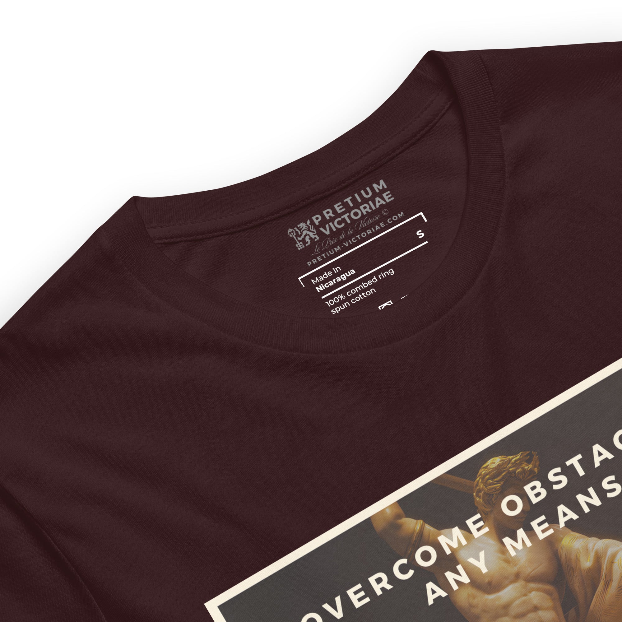 Buy Now Online PRETIUM VICTORIAE Overcome Obstales by Any Mean Machiavelli Unisex T-shirt Inspirational Stoicism Quote Motivational - PRETIUM VICTORIAE© - https://pretium-victoriae.com